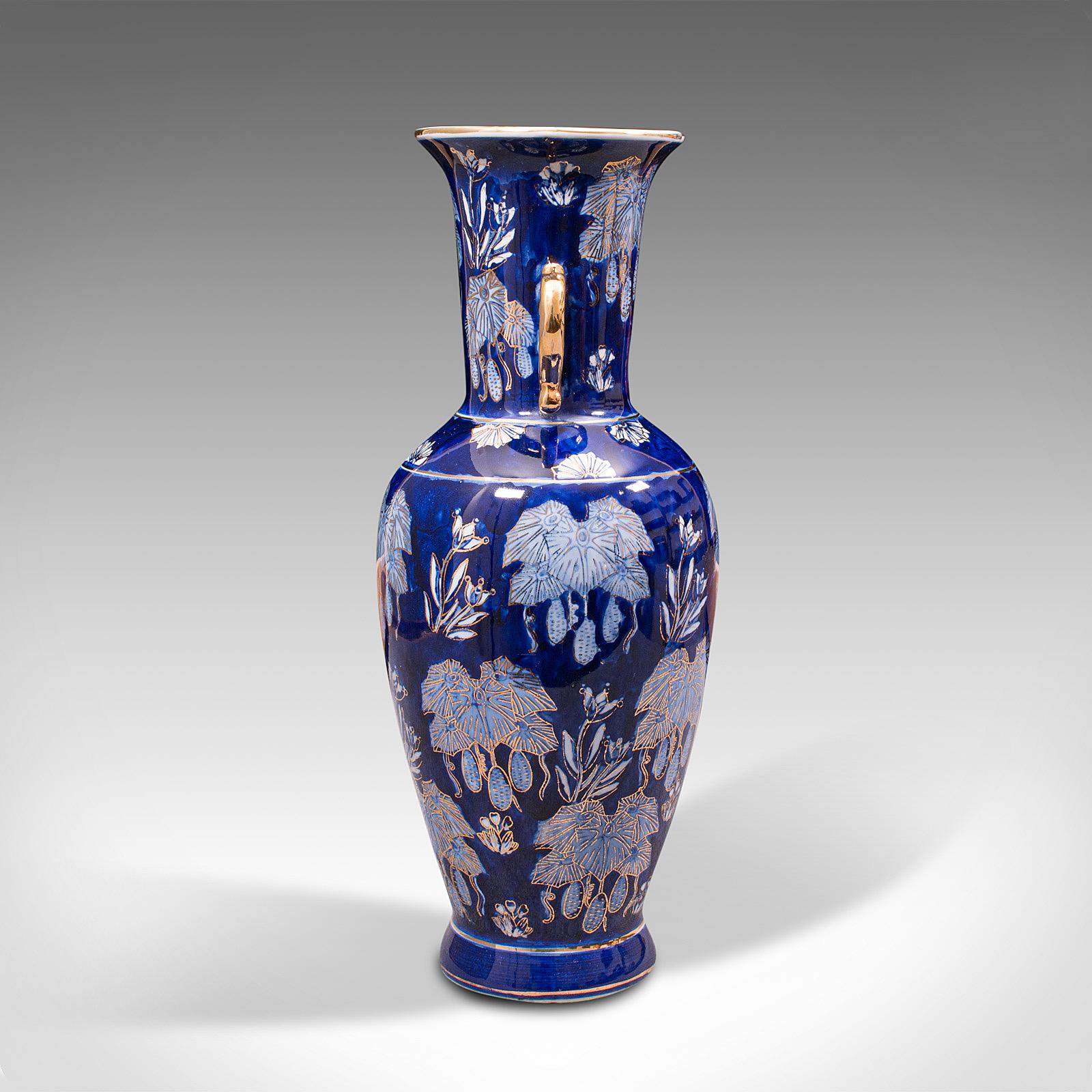 20th Century Vintage Decorative Flower Vase, Oriental, Ceramic, Ornamental, Baluster, C.1980