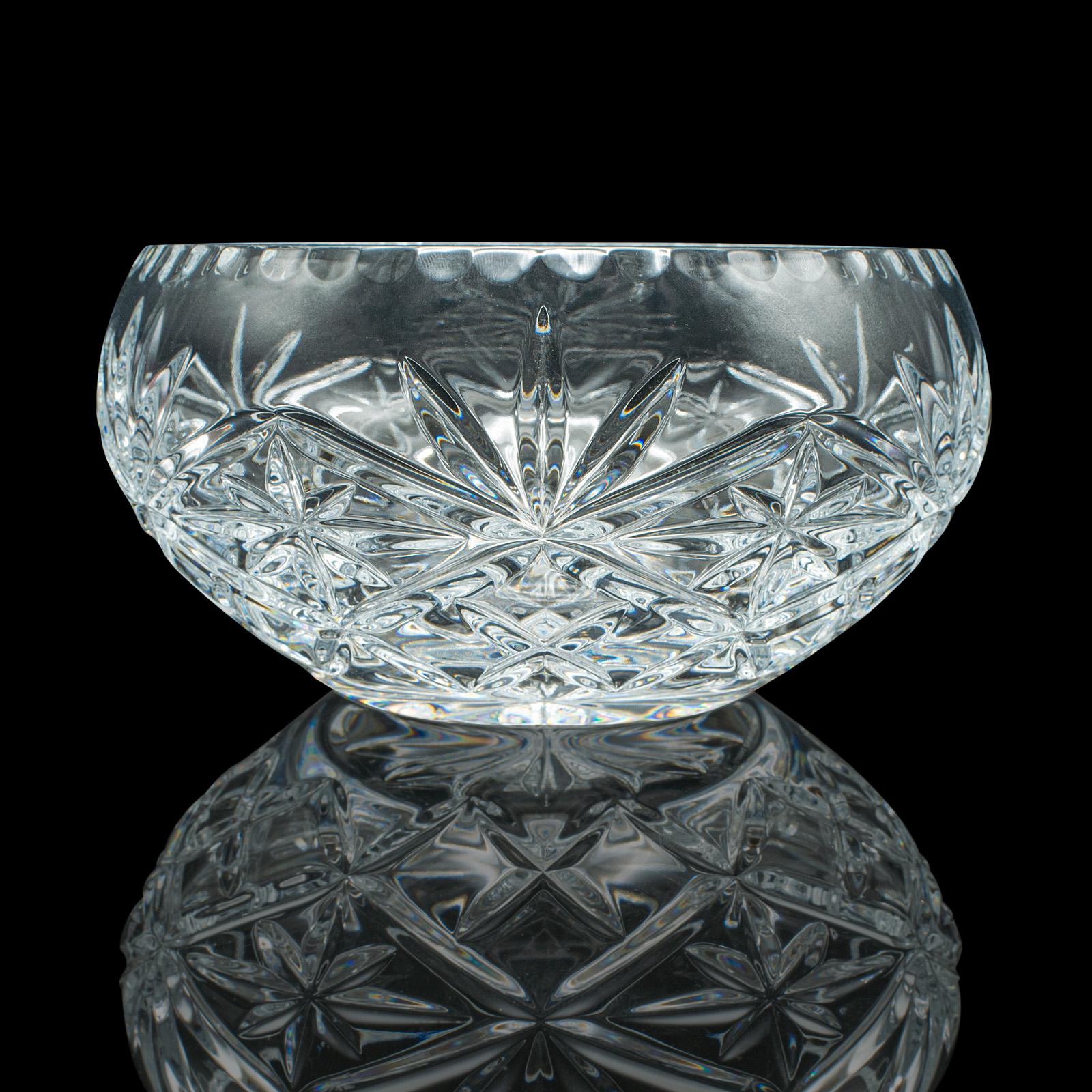 British Vintage Decorative Fruit Bowl, English, Cut Crystal Glass, Serving Dish, Punch For Sale