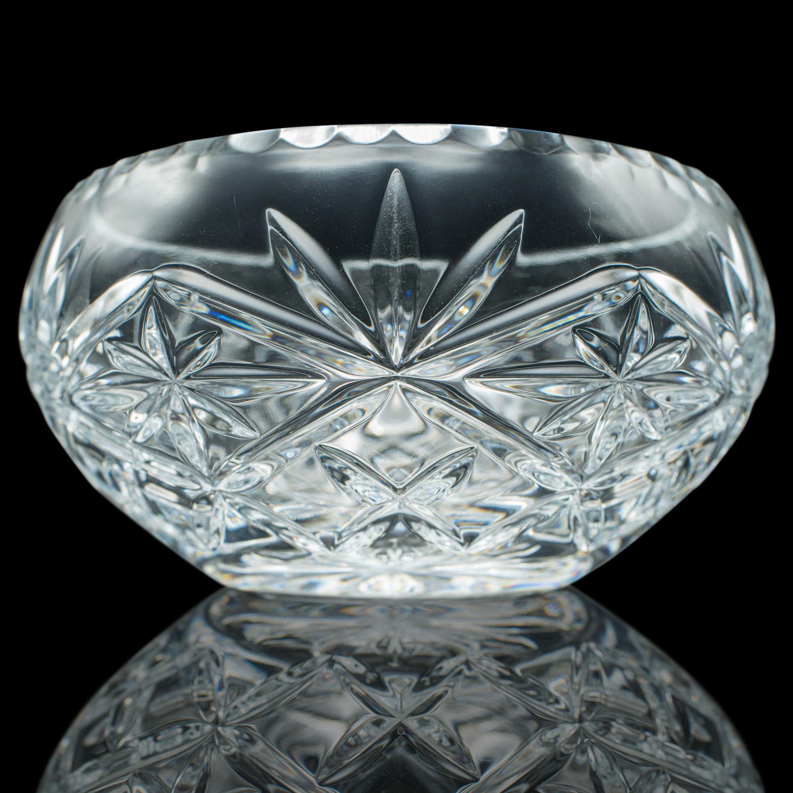 Late 20th Century Vintage Decorative Fruit Bowl, English, Cut Crystal Glass, Serving Dish, Punch For Sale