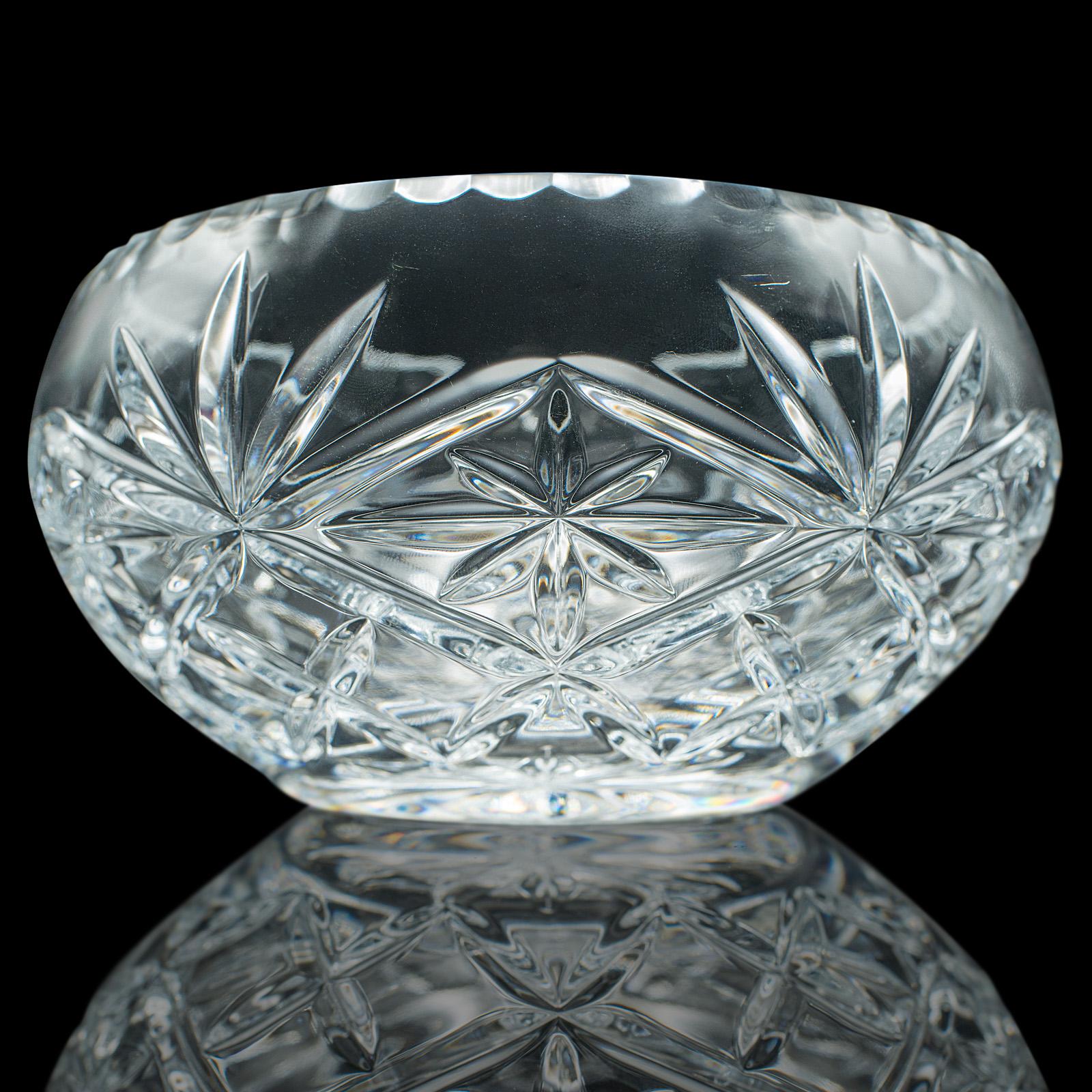 Cut Glass Vintage Decorative Fruit Bowl, English, Cut Crystal Glass, Serving Dish, Punch For Sale