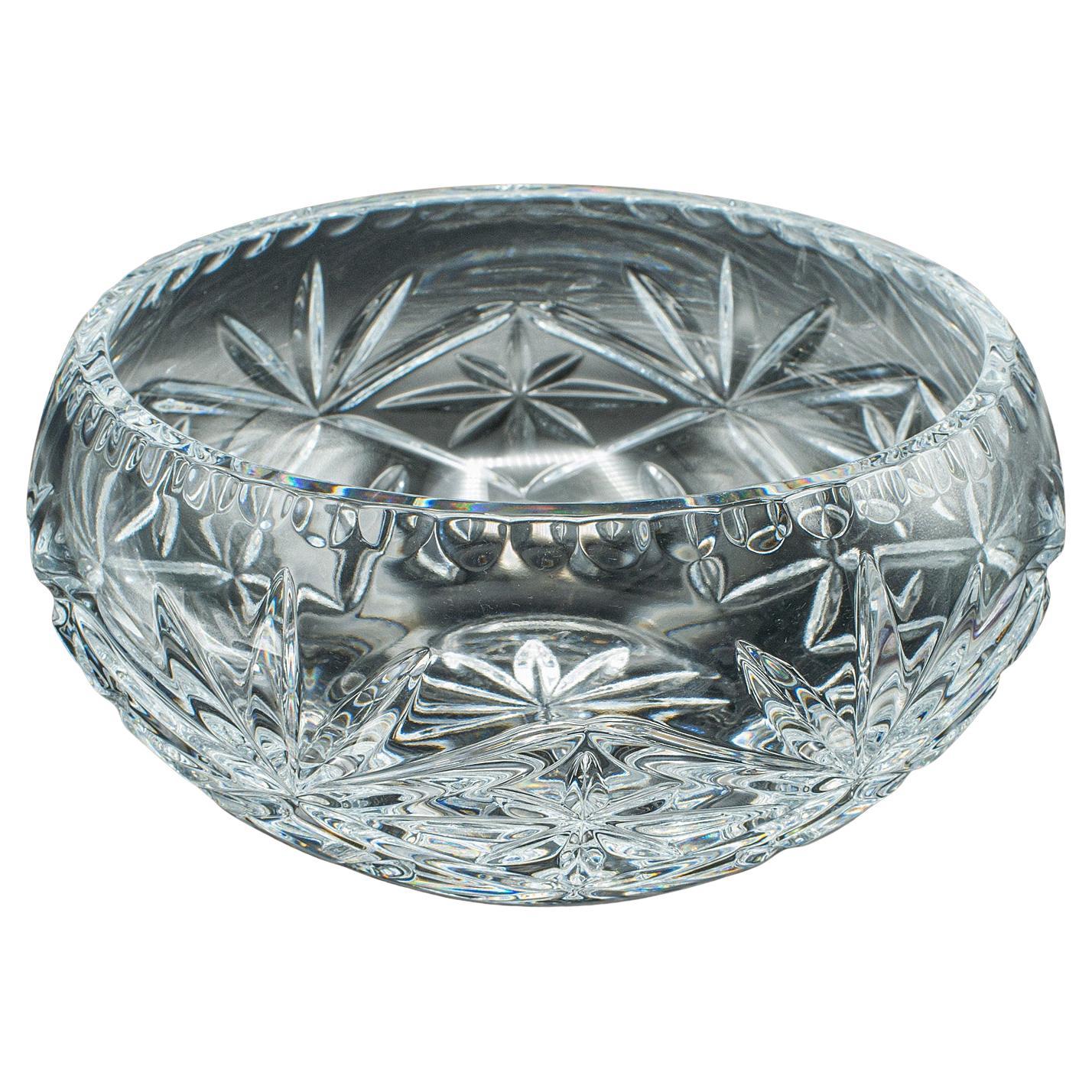 Vintage Decorative Fruit Bowl, English, Cut Crystal Glass, Serving Dish, Punch
