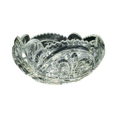 Vintage Decorative Fruit Bowl, French Cut Glass, Dish, Fleur De Lys, Mid-Century
