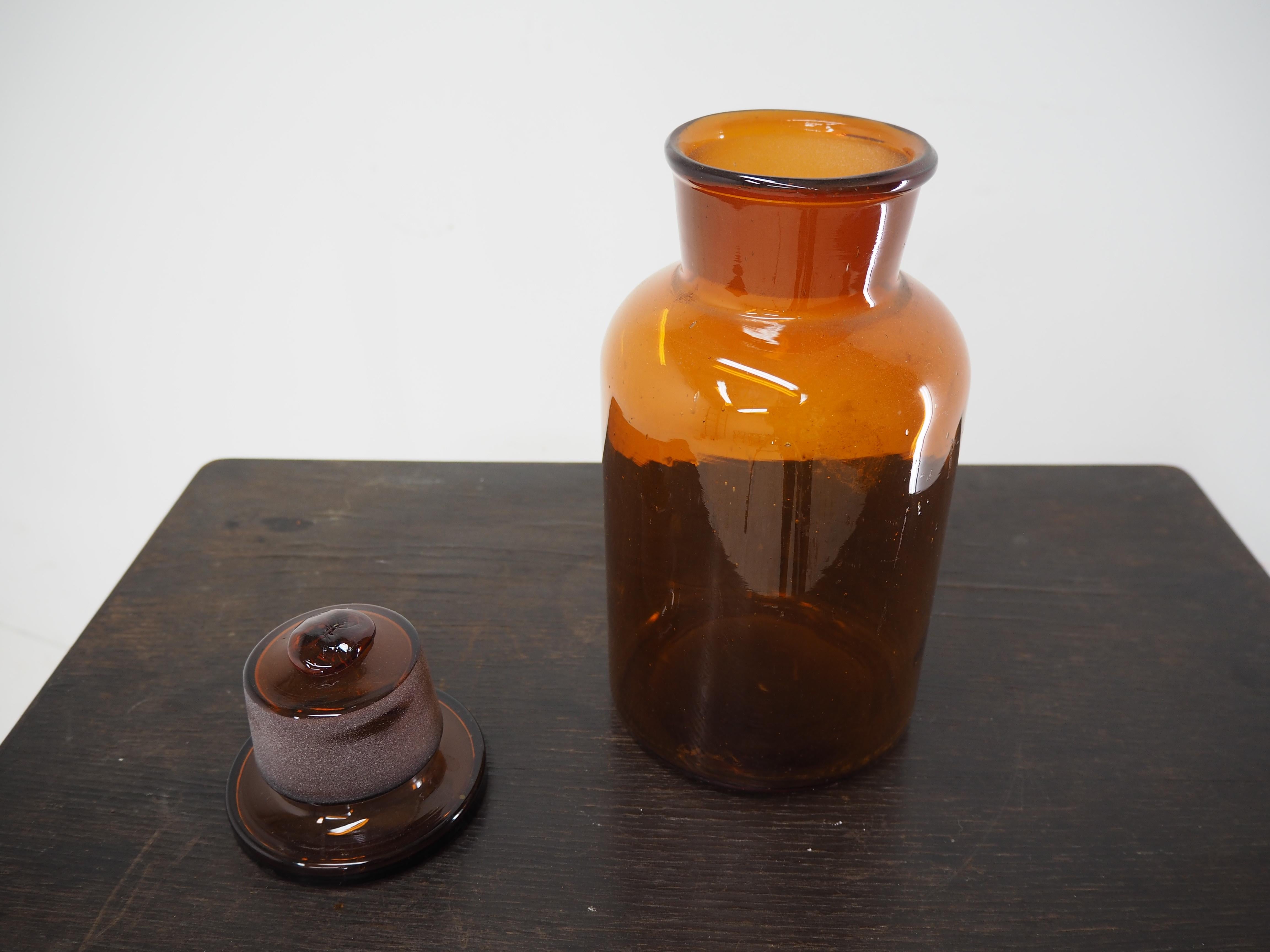 Industrial Vintage Decorative Glass Bottle, Vase, Czechoslovakia, 1970s