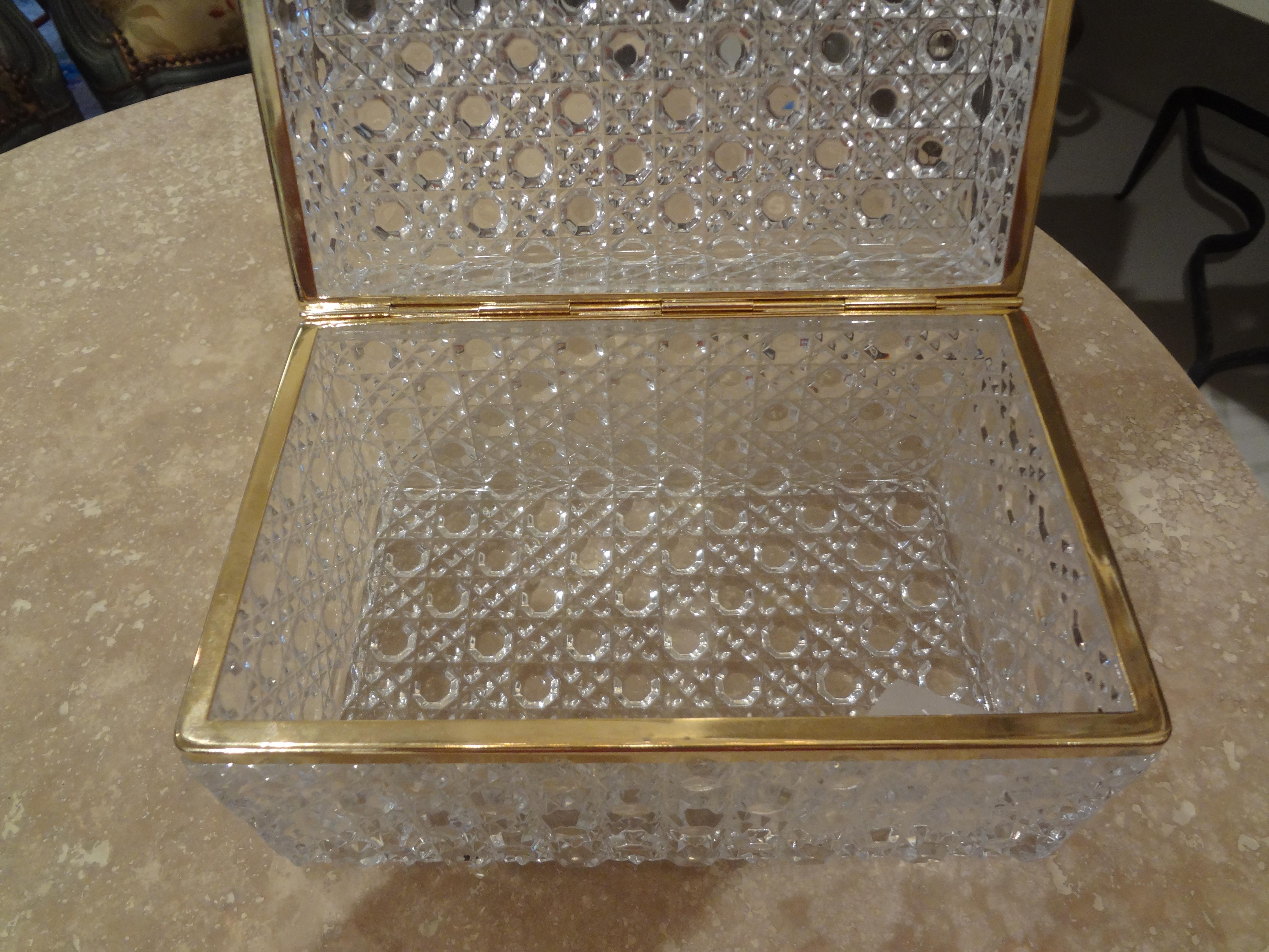 Vintage Decorative Glass Box Trimmed in Brass 1