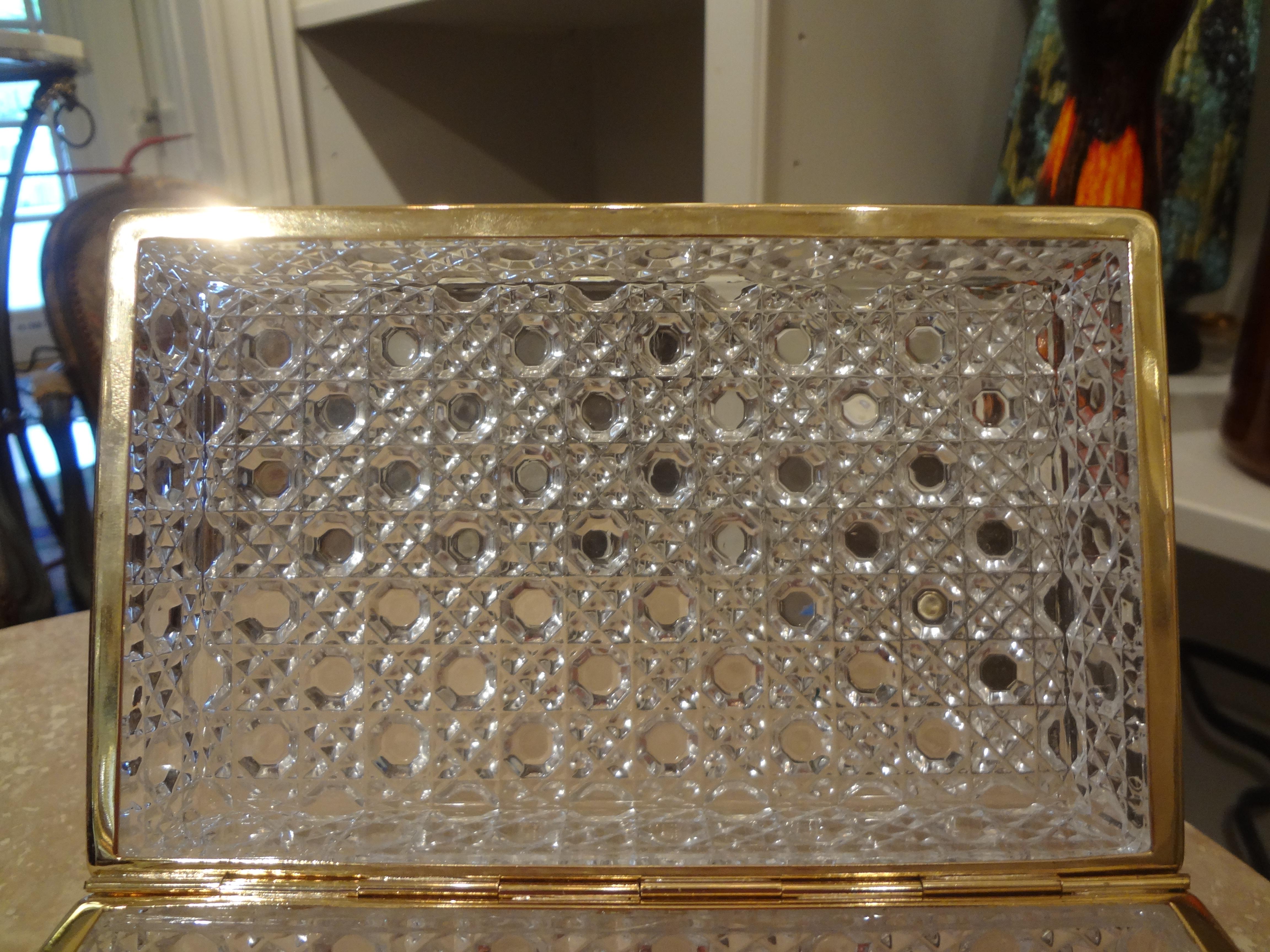 Vintage Decorative Glass Box Trimmed in Brass 3