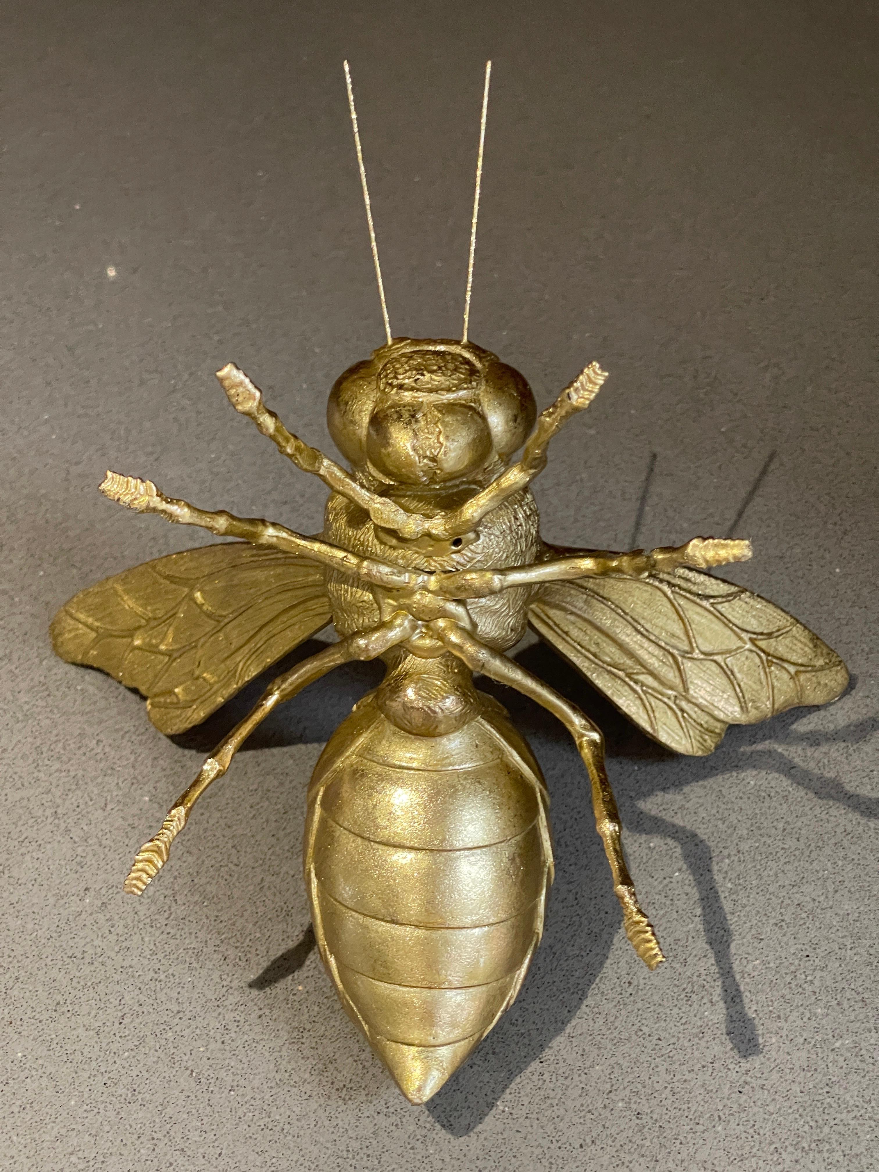 Late 20th Century Vintage Decorative Gold Bee Ornament Bumble Bee Sculpture LUXURY ORNAMENT GOLD  For Sale