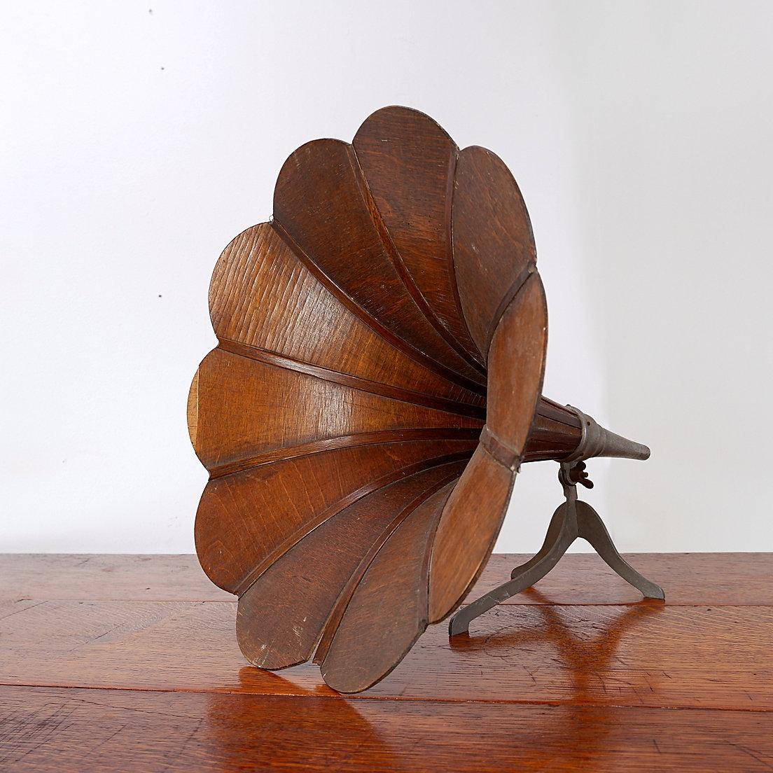 Horn decorativo per grammofono d'epoca in legno in vendita 8