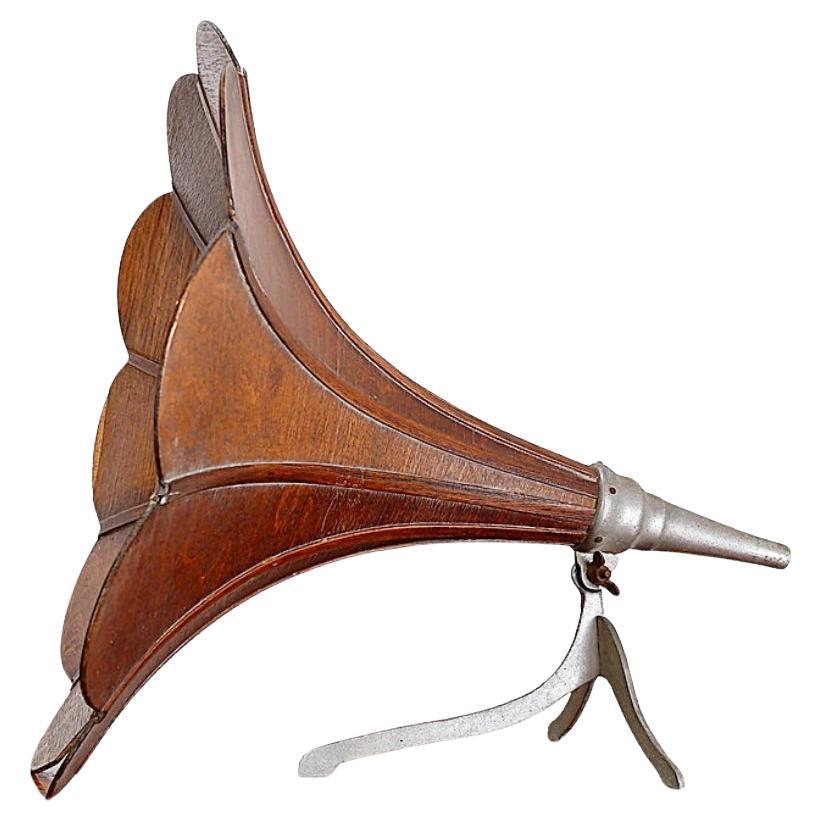 Vintage Decorative gramophone horn in wood