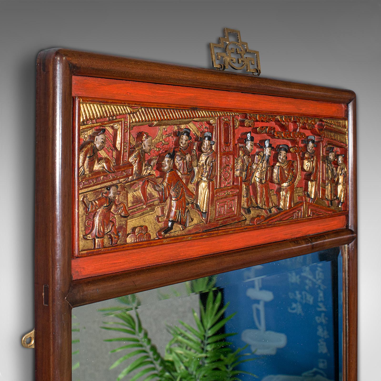 Wood Vintage Decorative Hall Mirror, Chinese, Art Deco, Mid 20th Century, Circa 1940