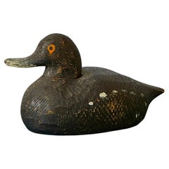 Vintage Decorative Hand-Carved and -Painted Duck, France, 20th Century