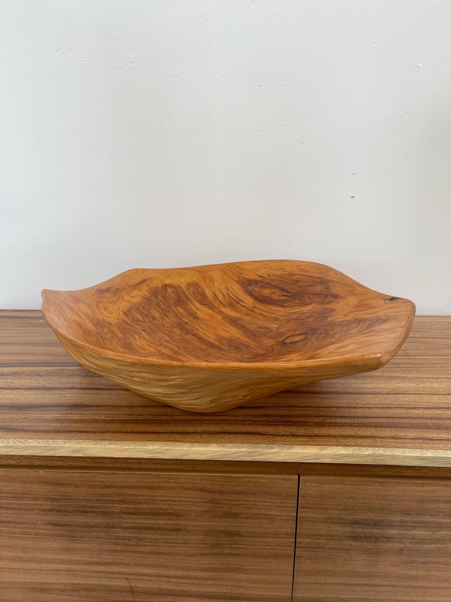 Mid-Century Modern Vintage Decorative Hand Carved Organic Wooden Freedom Bowl. For Sale