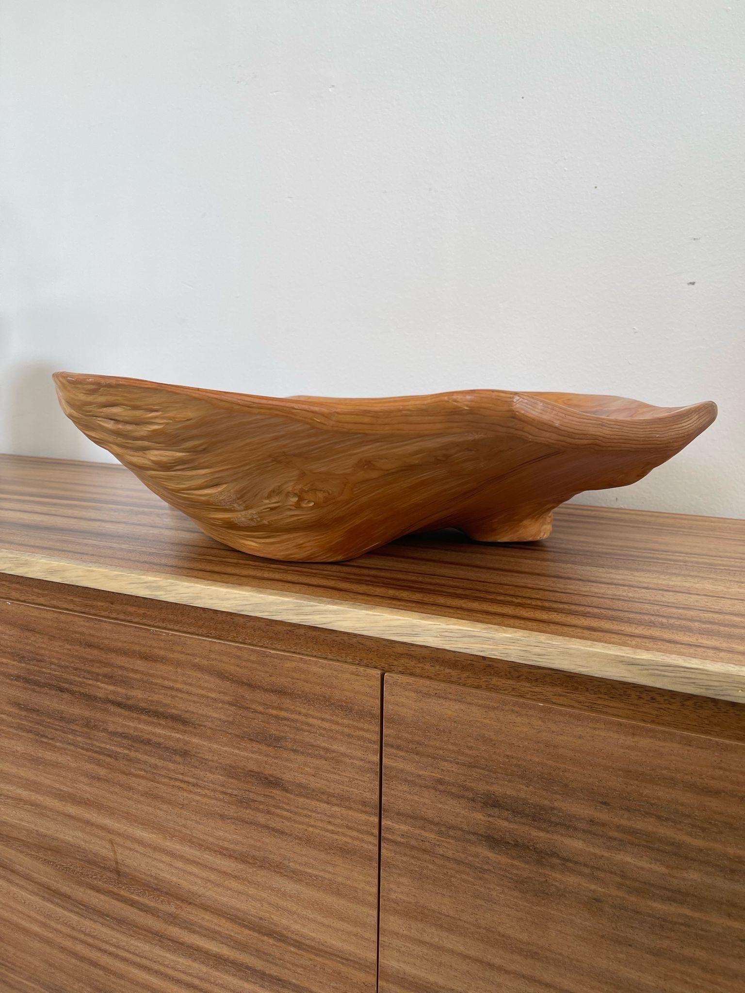 Vintage Decorative Hand Carved Organic Wooden Freedom Bowl. In Good Condition For Sale In Seattle, WA