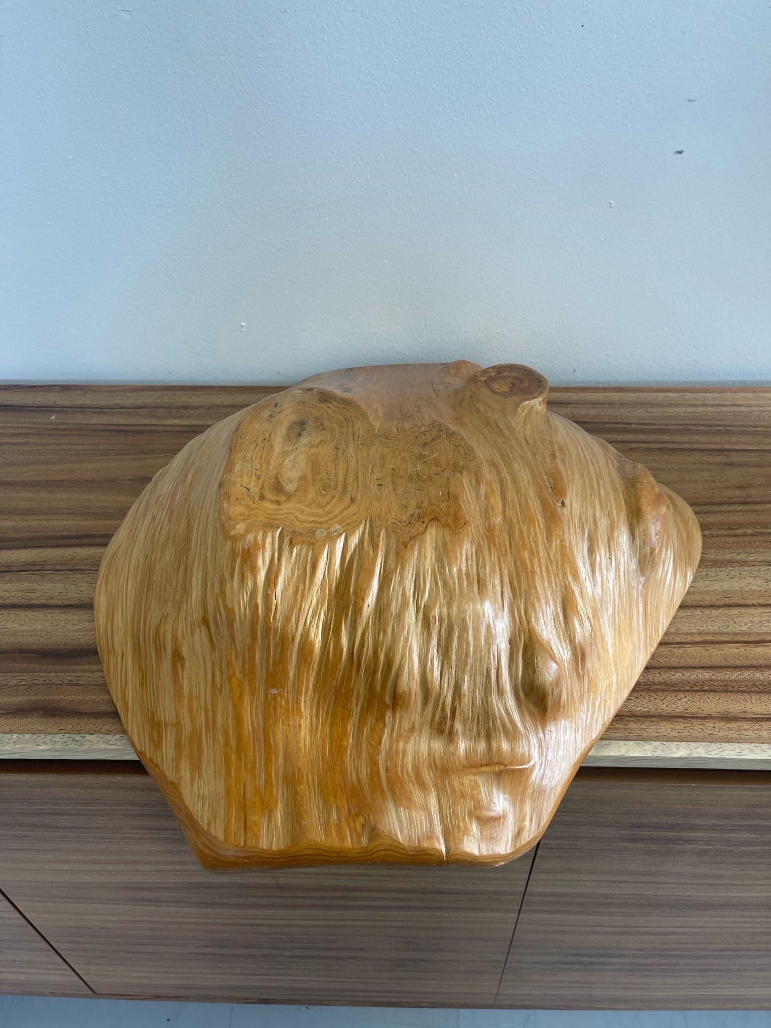 Vintage Decorative Hand Carved Organic Wooden Freedom Bowl. For Sale 3