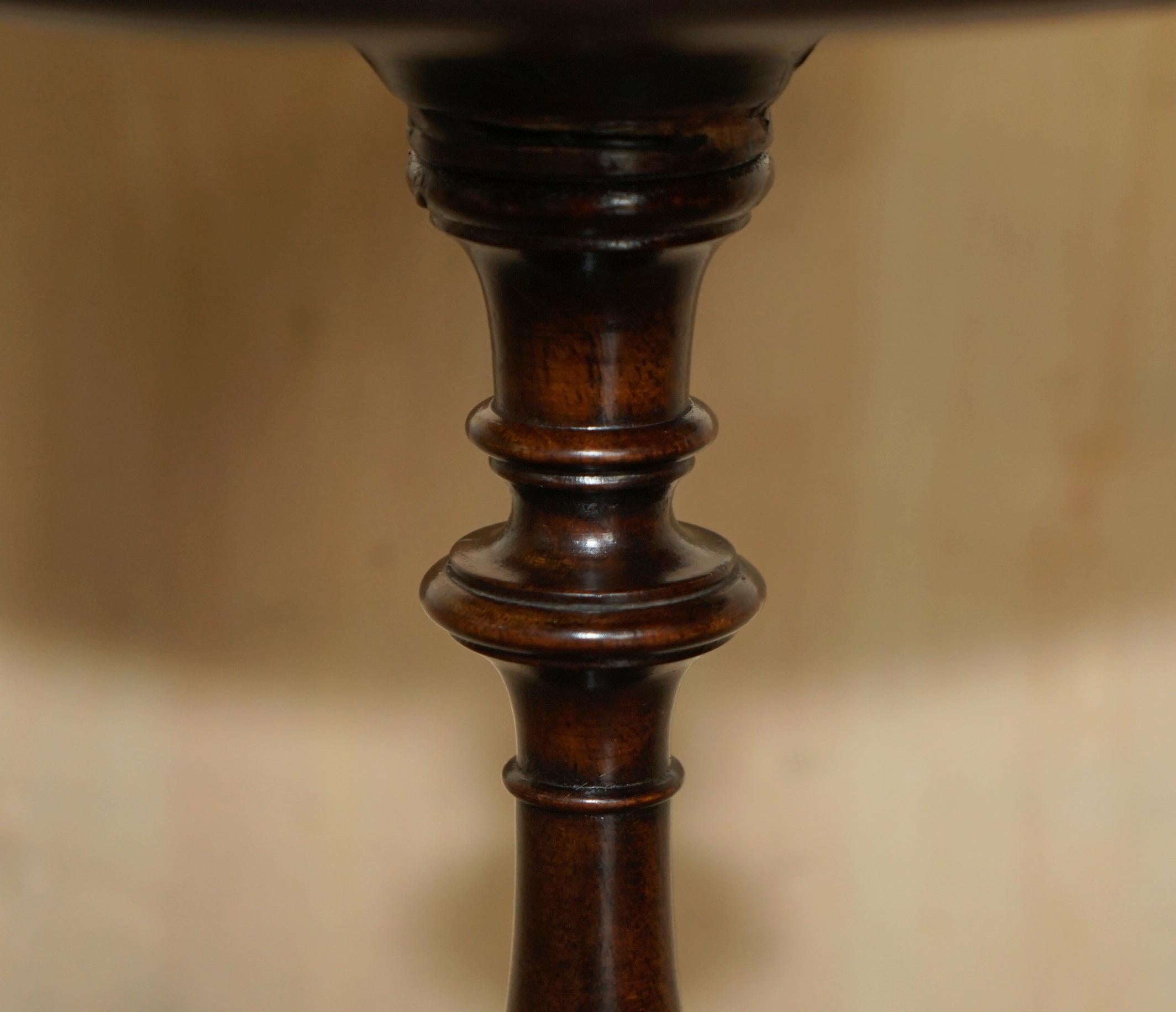 Hand-Crafted Vintage Decorative Hardwood Tripod Lamp Side End Lamp Wine Occasional Table For Sale