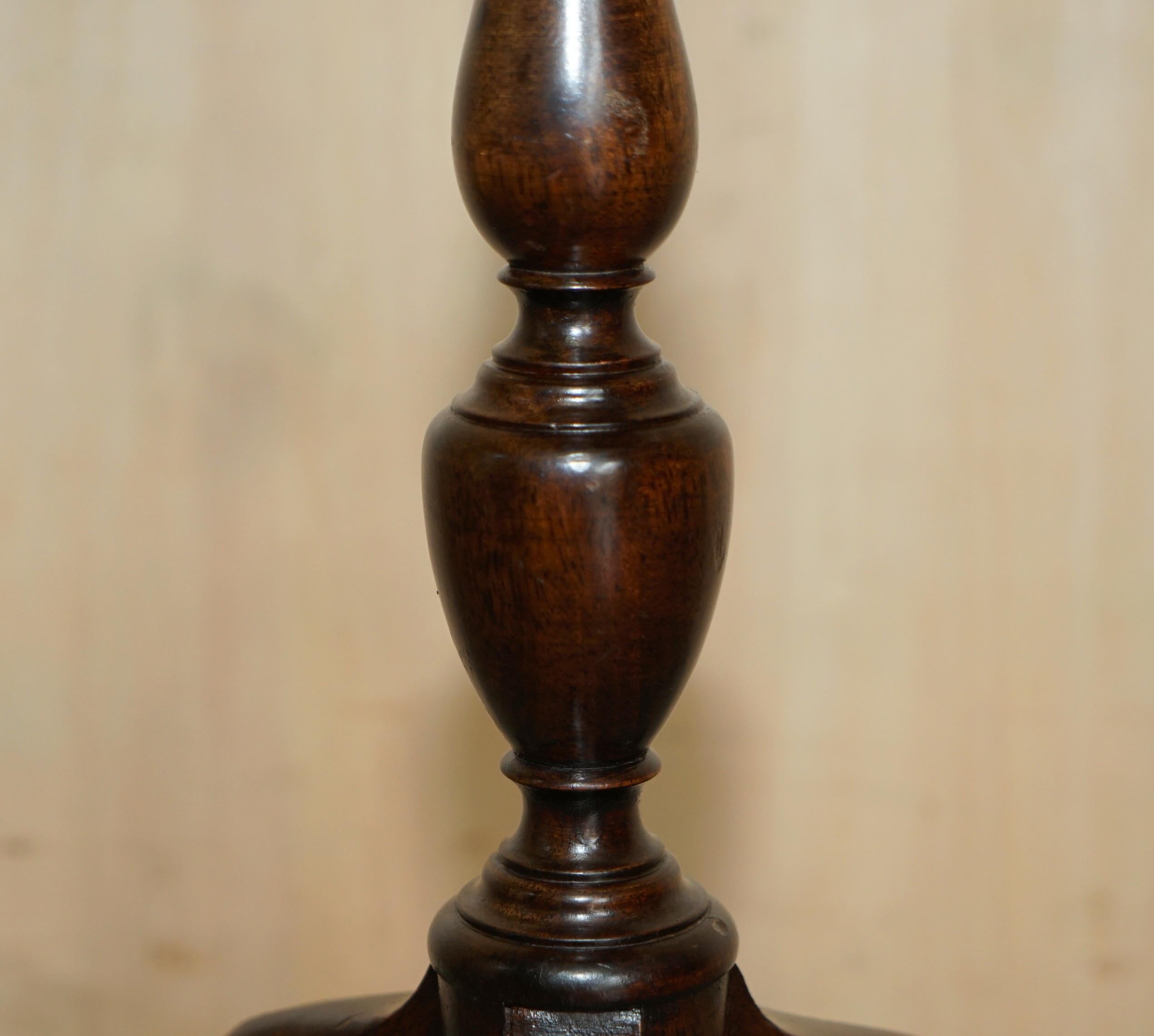Vintage Decorative Hardwood Tripod Lamp Side End Lamp Wine Occasional Table For Sale 1