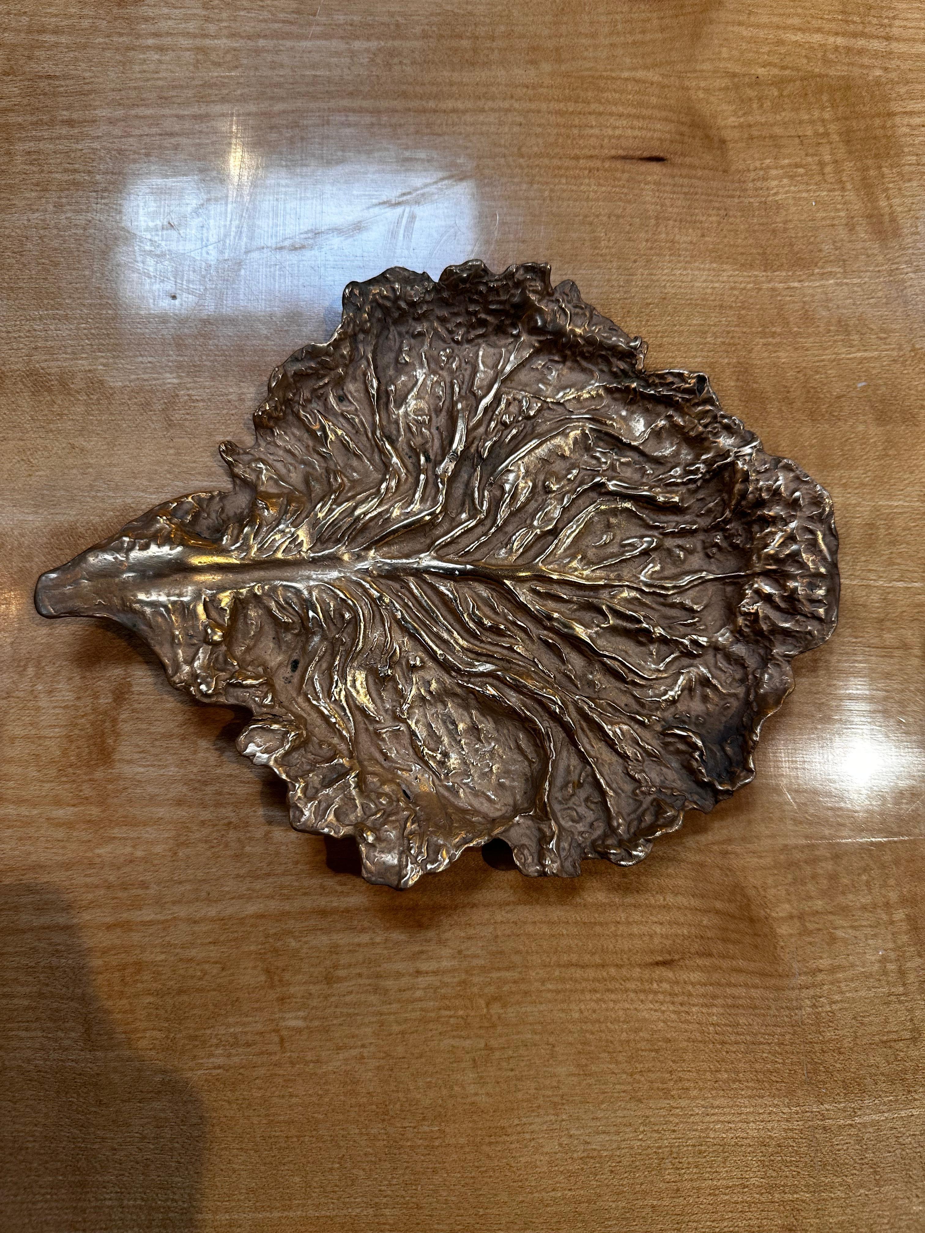 Mid-20th Century Vintage Decorative Italian Brass Casting Leaf 1960s For Sale
