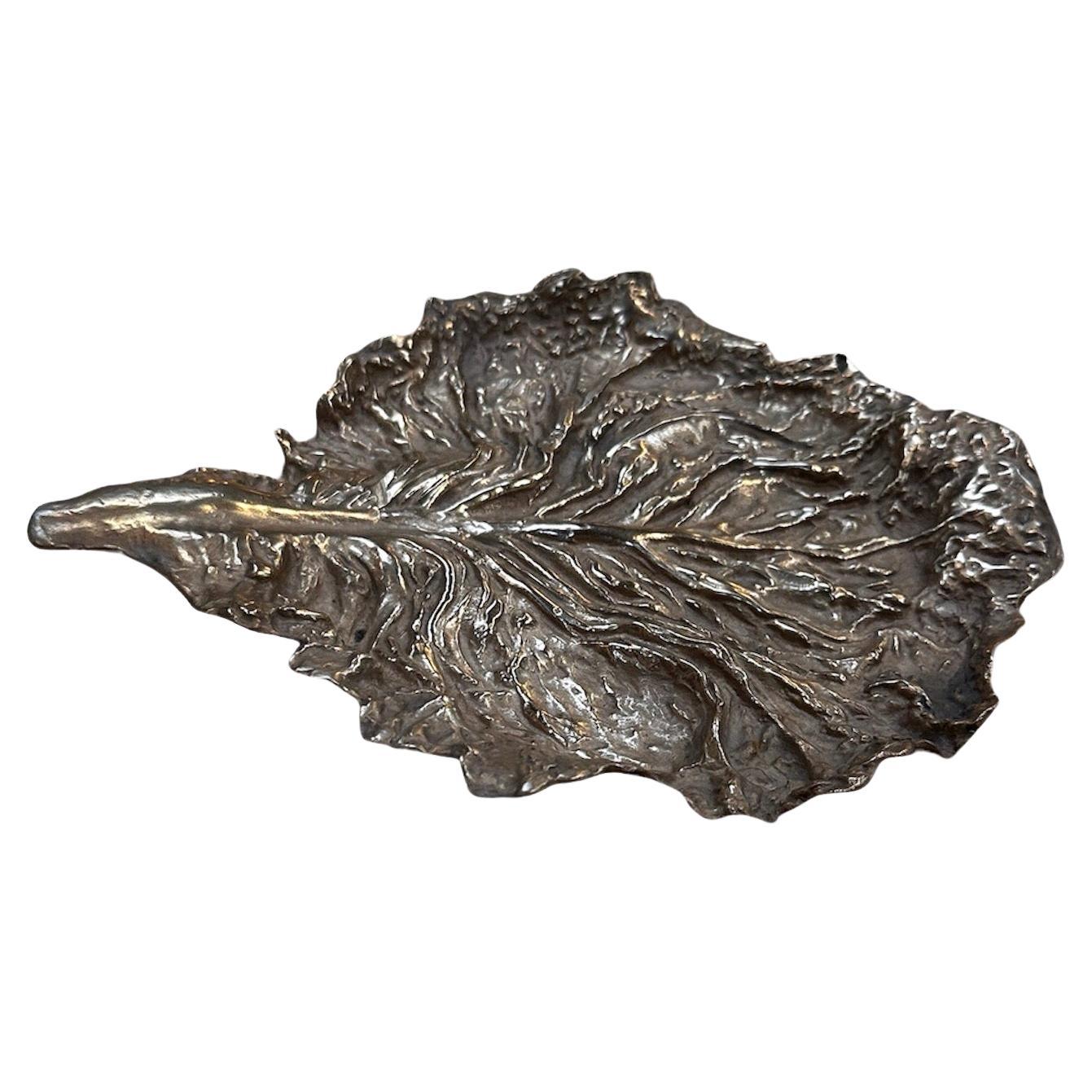 Vintage Decorative Italian Brass Casting Leaf 1960s For Sale