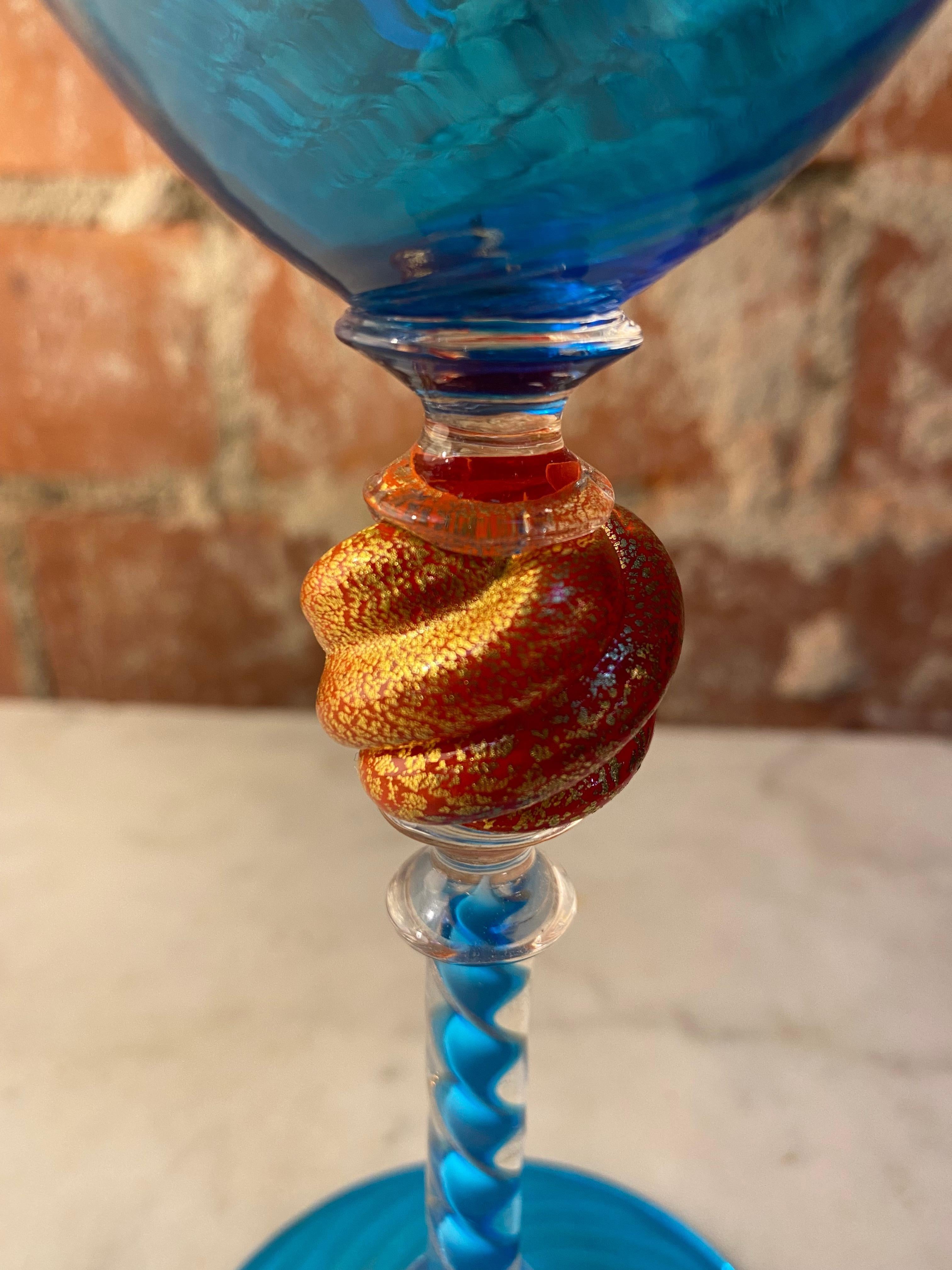 Fin du 20e siècle Vieux verre décoratif italien artisanal en verre de Murano des années 1970 en vente