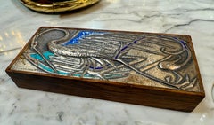 Scatola decorativa italiana vintage in legno degli anni '70, firmata