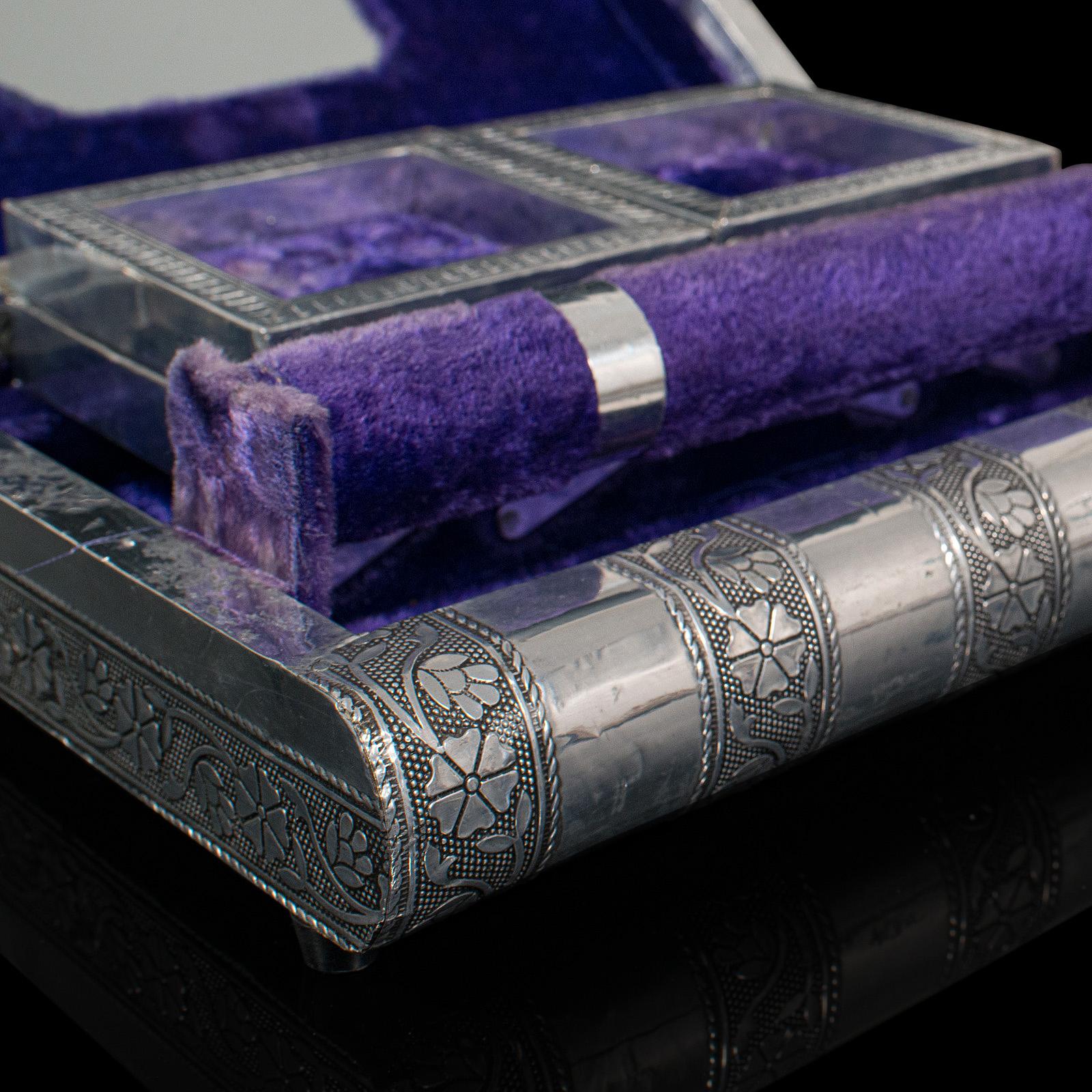 Vintage Decorative Jewelry Box, Indian Silver, Vanity Case, Late 20th Century 5