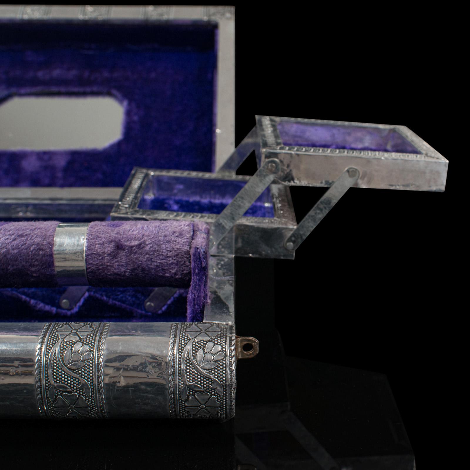 Vintage Decorative Jewelry Box, Indian Silver, Vanity Case, Late 20th Century 6