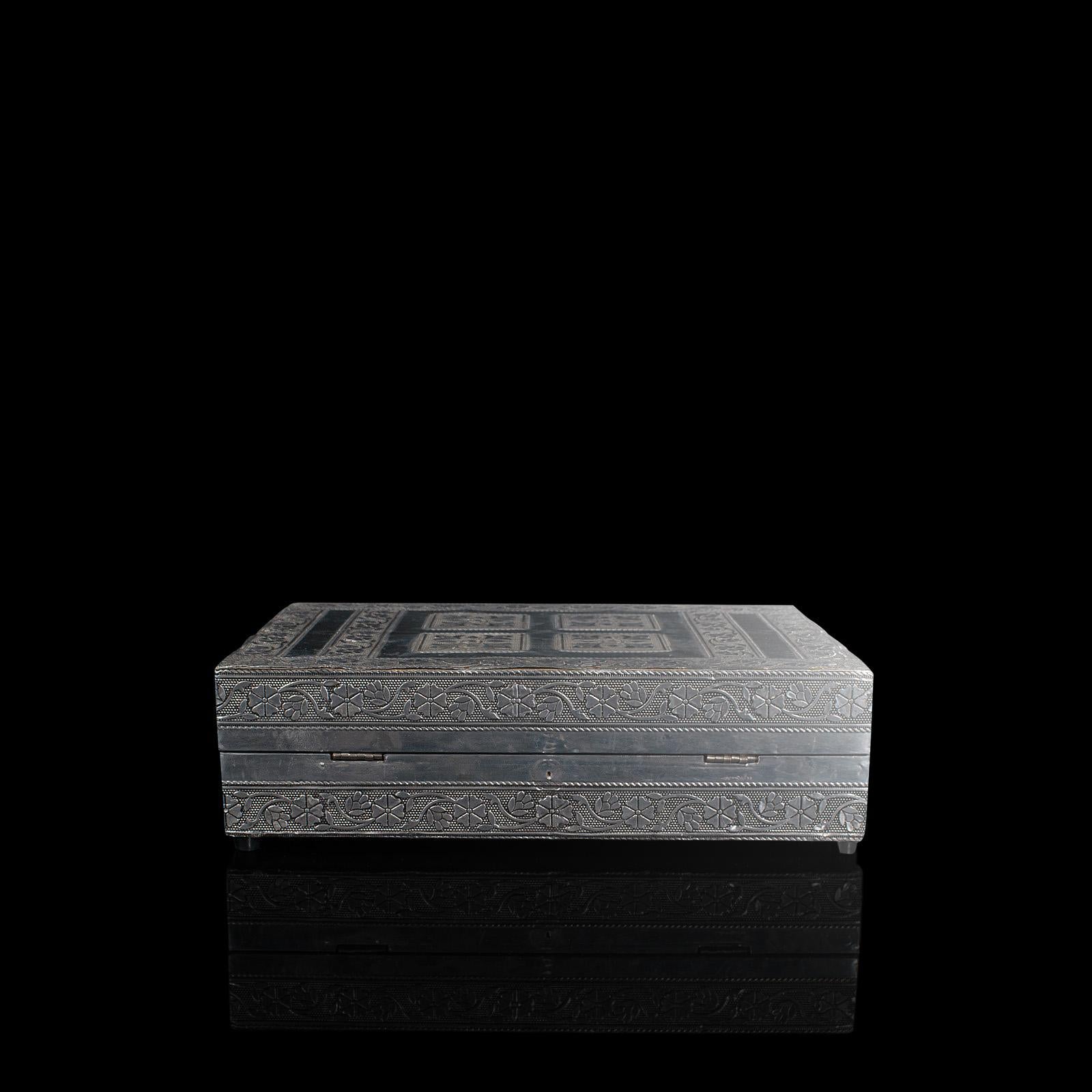 Vintage Decorative Jewelry Box, Indian Silver, Vanity Case, Late 20th Century 1