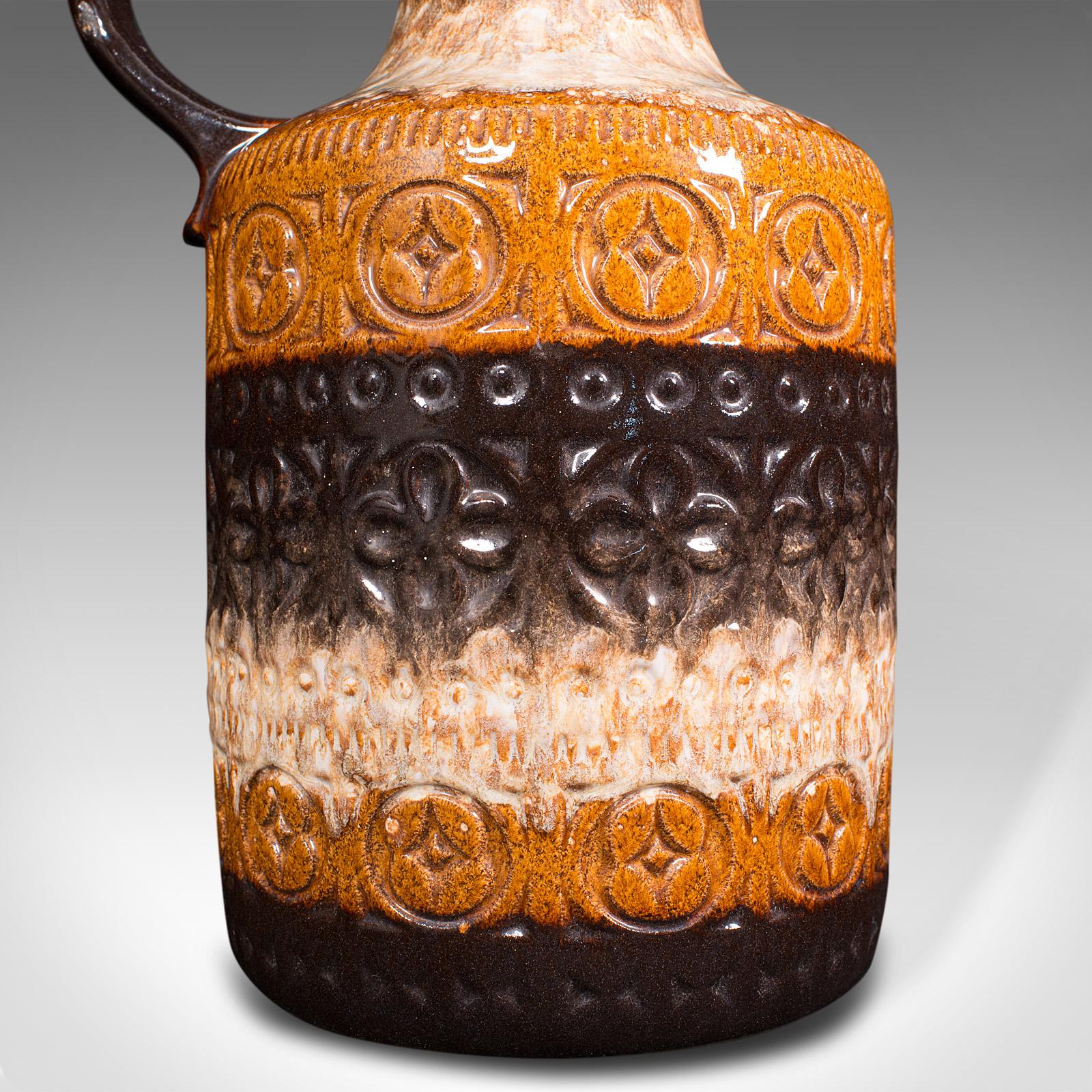 Vintage Decorative Jug, German Ceramic, Lava, Serving Ewer, Flower Vase, C.1960 For Sale 3