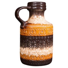 Vintage Decorative Jug, German Ceramic, Lava, Serving Ewer, Flower Vase, C.1960