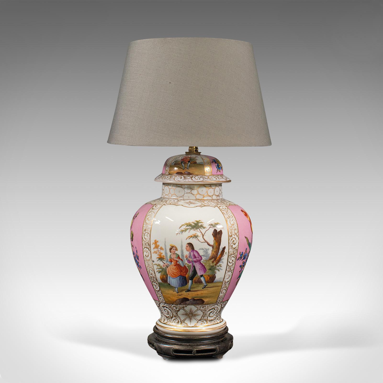 Unknown Vintage Decorative Lamp, Continental, Ceramic, Ornamental, Table Light, C.1970 For Sale