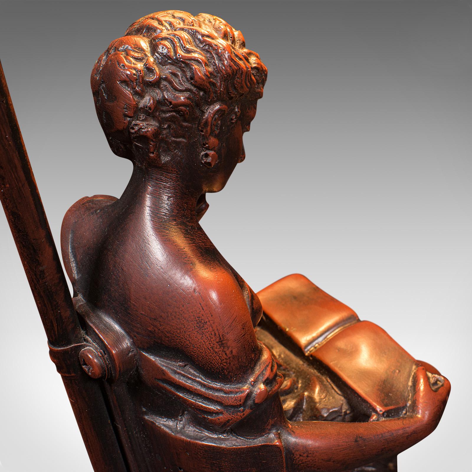 Dekorative Vintage-Lampe, Französisch, Bronze, figurale Leuchte, Jugendstil-Revival im Angebot 5