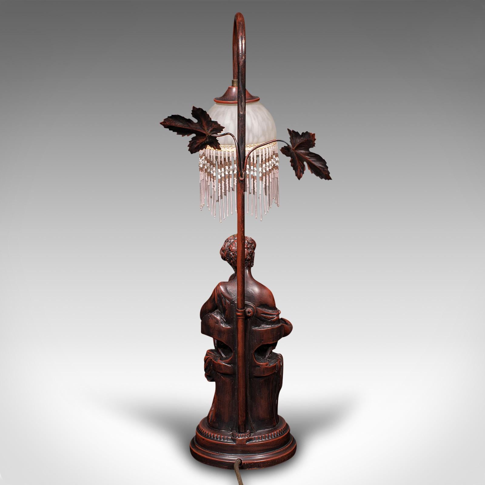 20th Century Vintage Decorative Lamp, French, Bronzed, Figural Light, Art Nouveau Revival For Sale