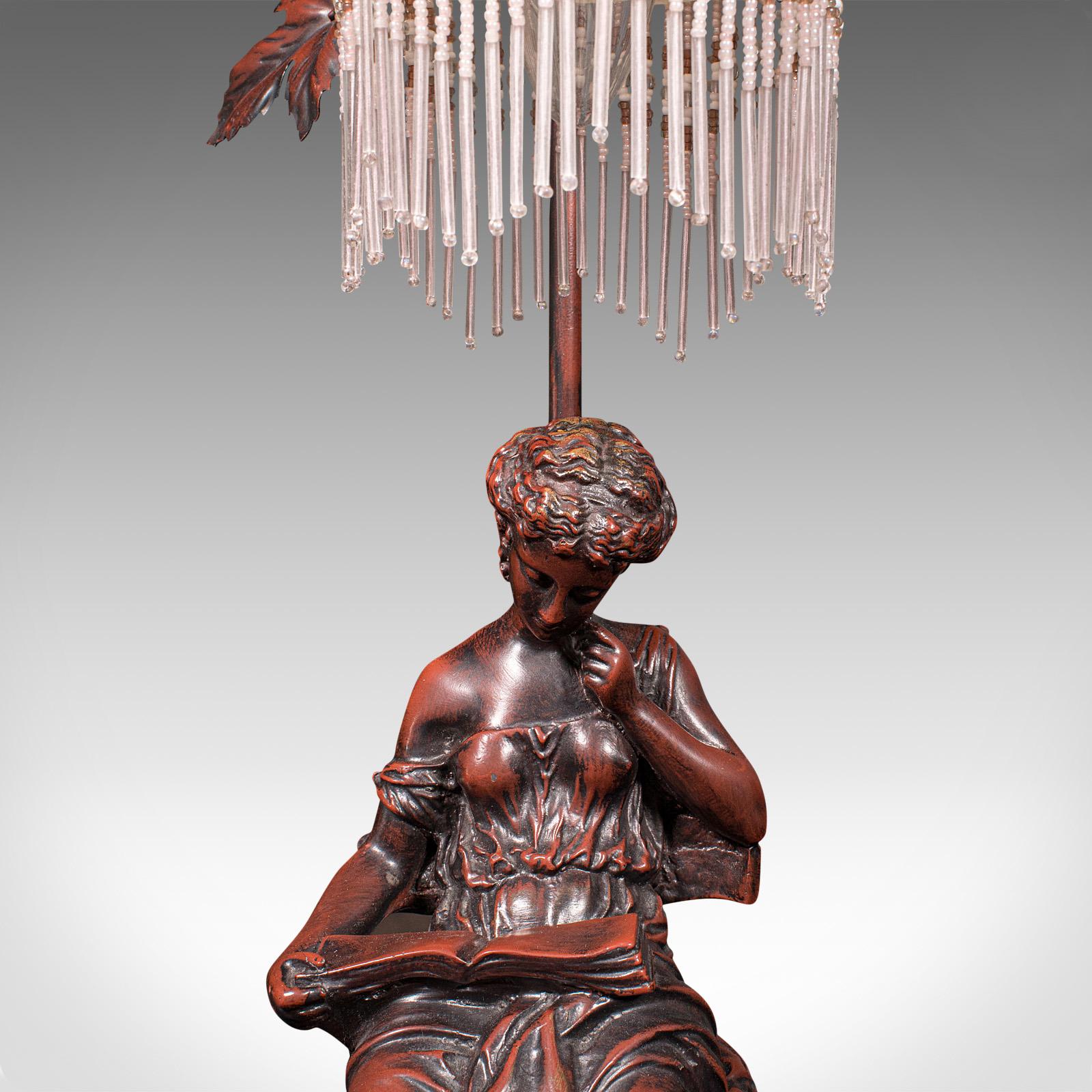 Vintage Decorative Lamp, French, Bronzed, Figural Light, Art Nouveau Revival For Sale 2