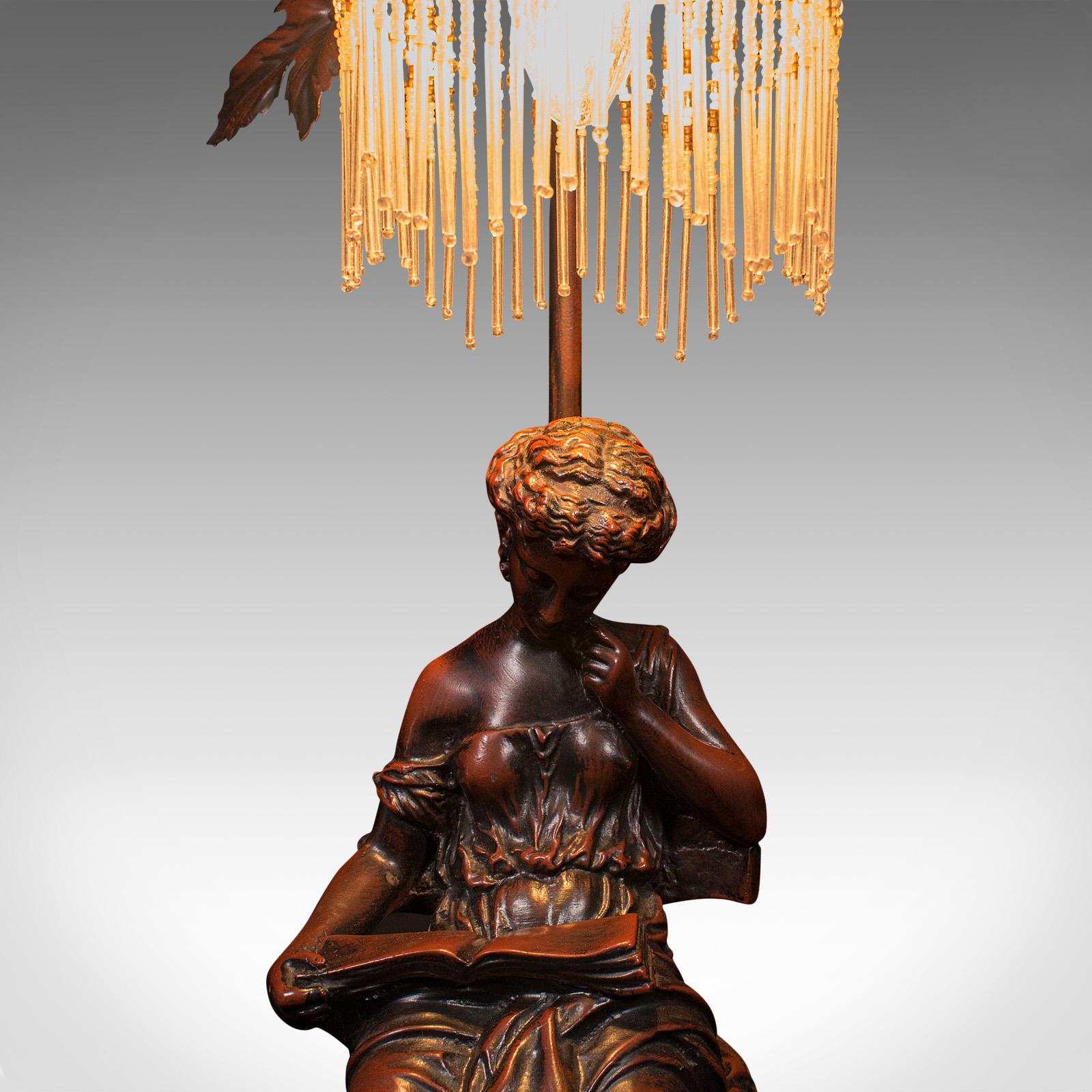 Vintage Decorative Lamp, French, Bronzed, Figural Light, Art Nouveau Revival For Sale 3