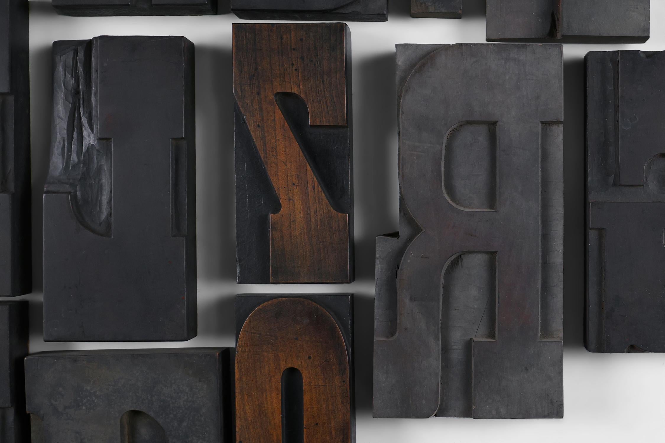 Vintage dekorative große Sammlung Buchdruck Holzblock Buchstaben,  ca. 1900 4