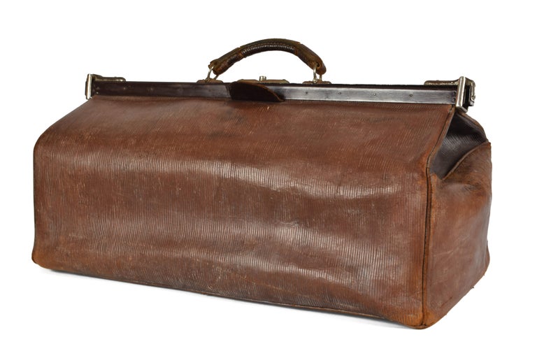 Vintage Decorative Large Leather Doctor Bag, circa 1950 For Sale at 1stdibs