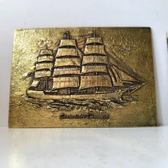 Vintage Decorative Maritime Gilt Wall Plaques, 1960s