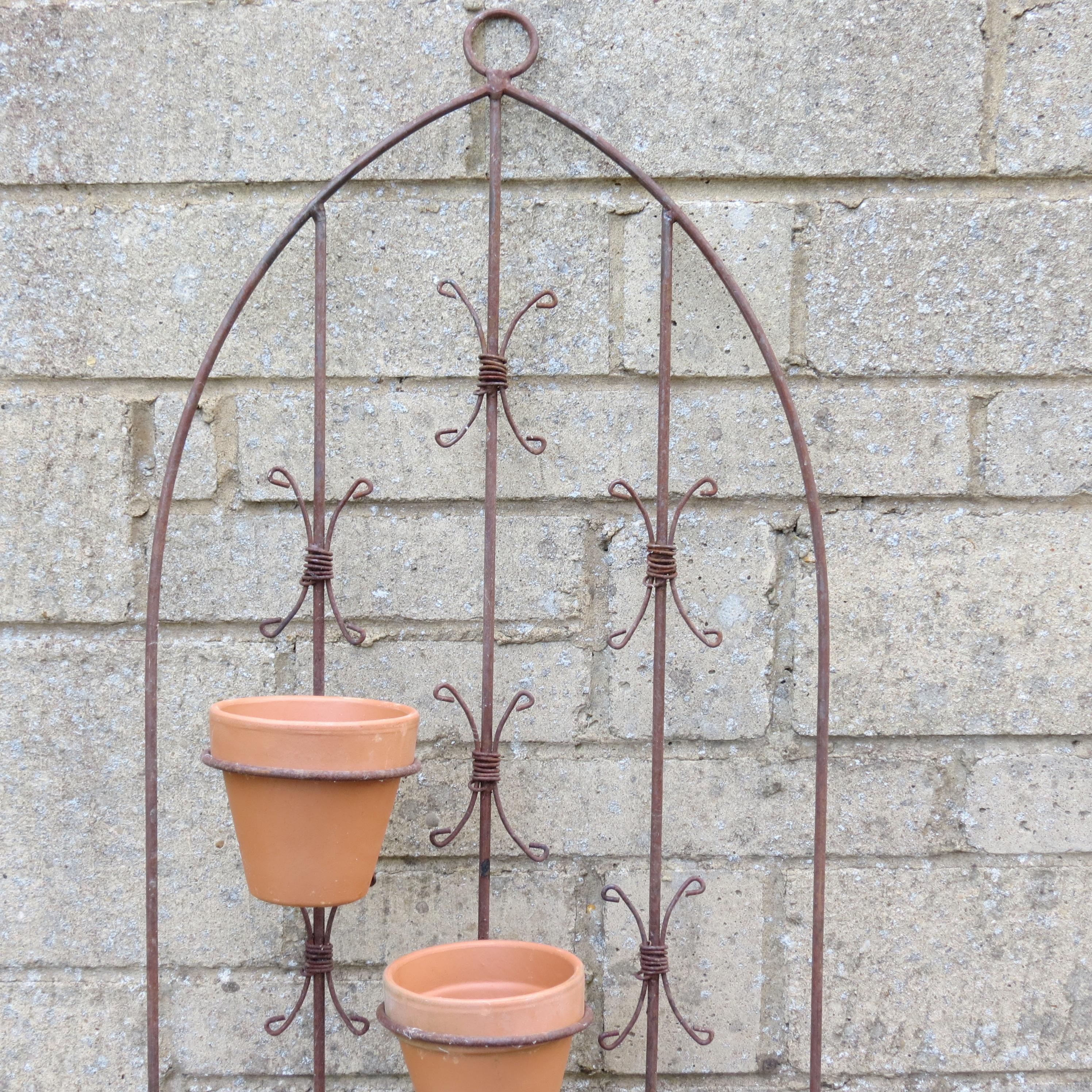 Machine-Made Vintage Decorative Metal Wall Hanging Planter 2 Available