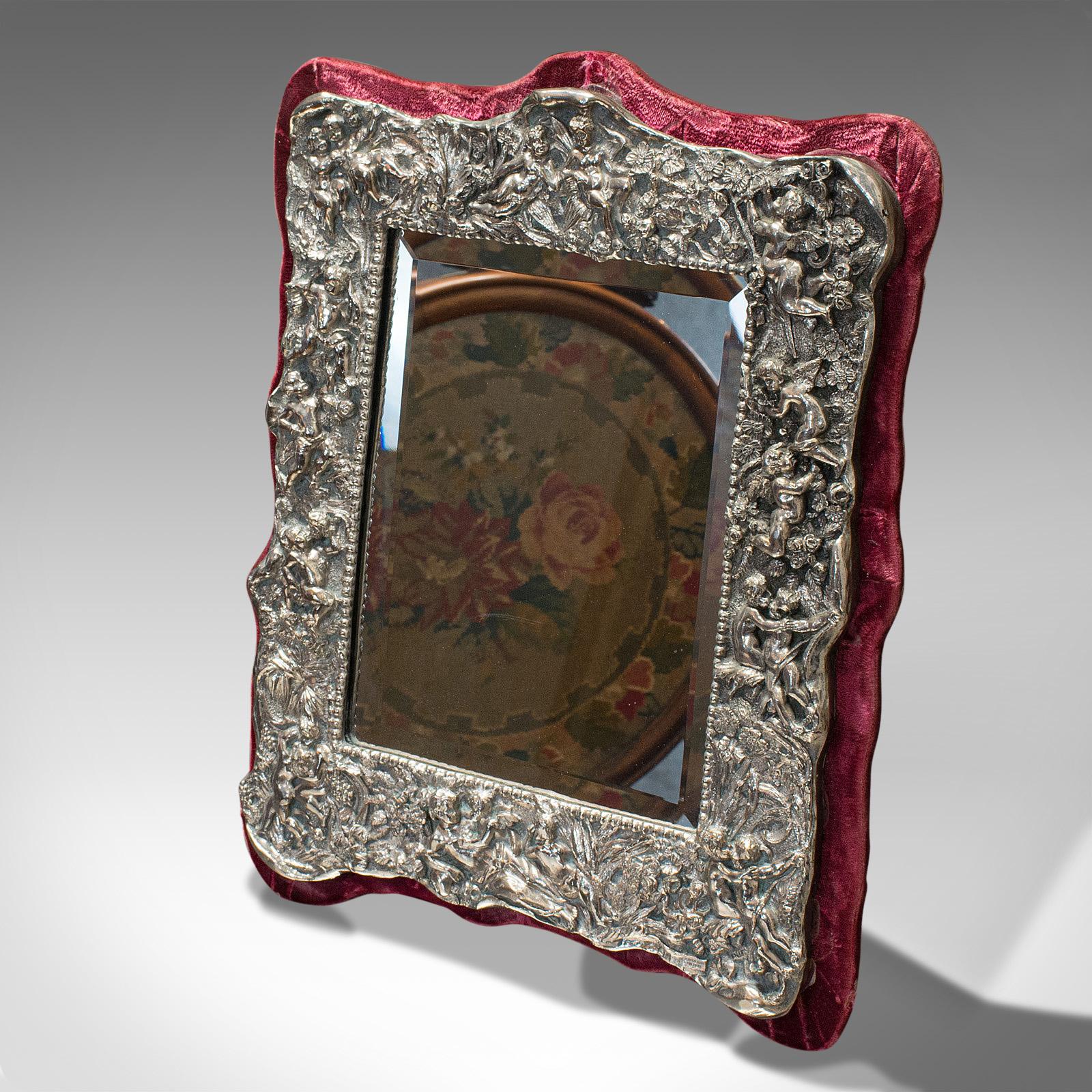 High Victorian Vintage Decorative Mirror, English, Sterling Silver, 20th Century, circa 1950 For Sale