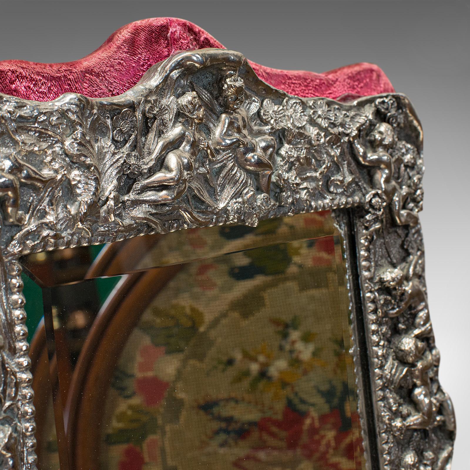 Argento 925 Specchio decorativo d'epoca, inglese, argento, 20° secolo, circa 1950 in vendita