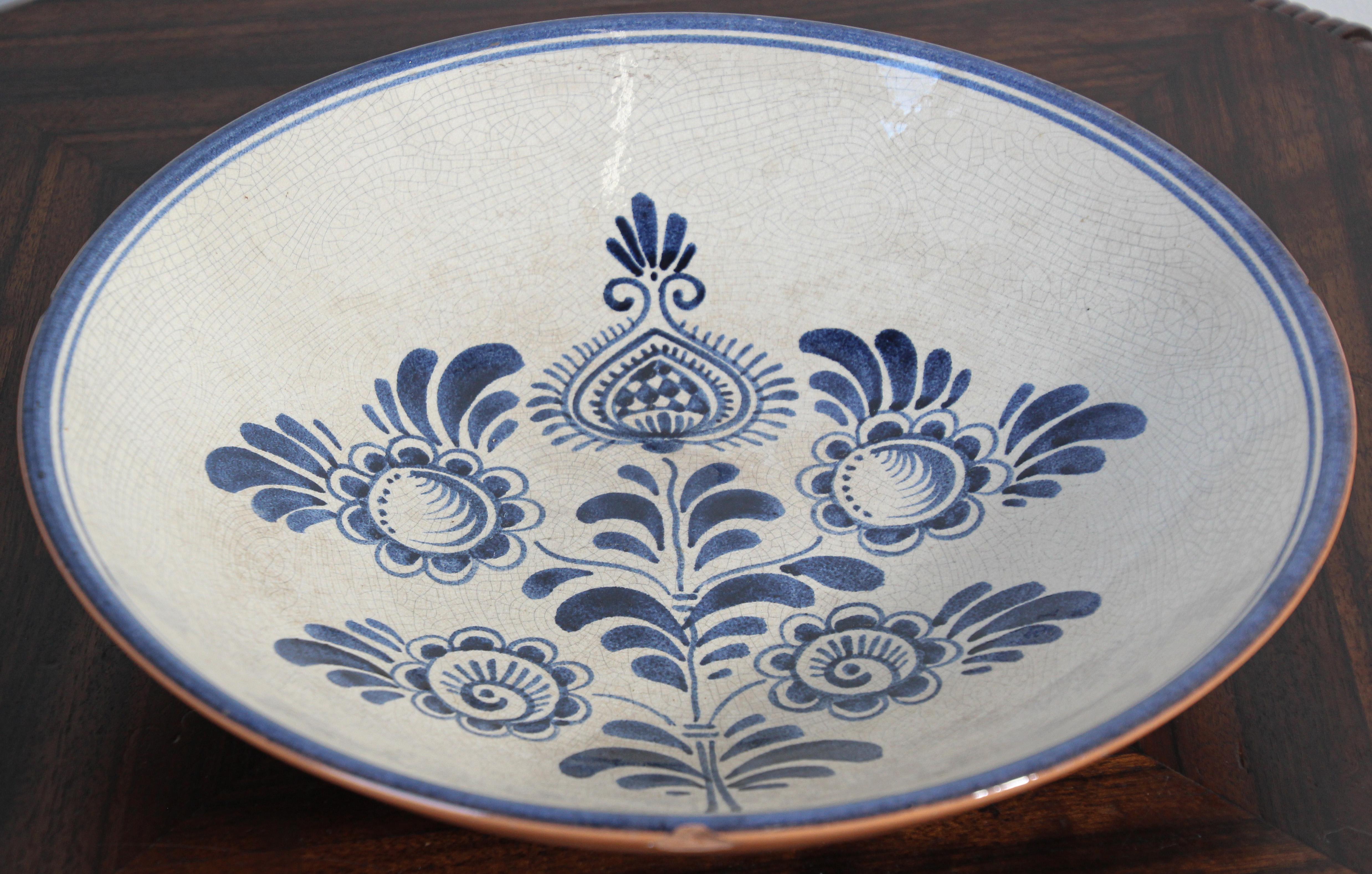 Vintage decorative Moorish bowl blue and white.