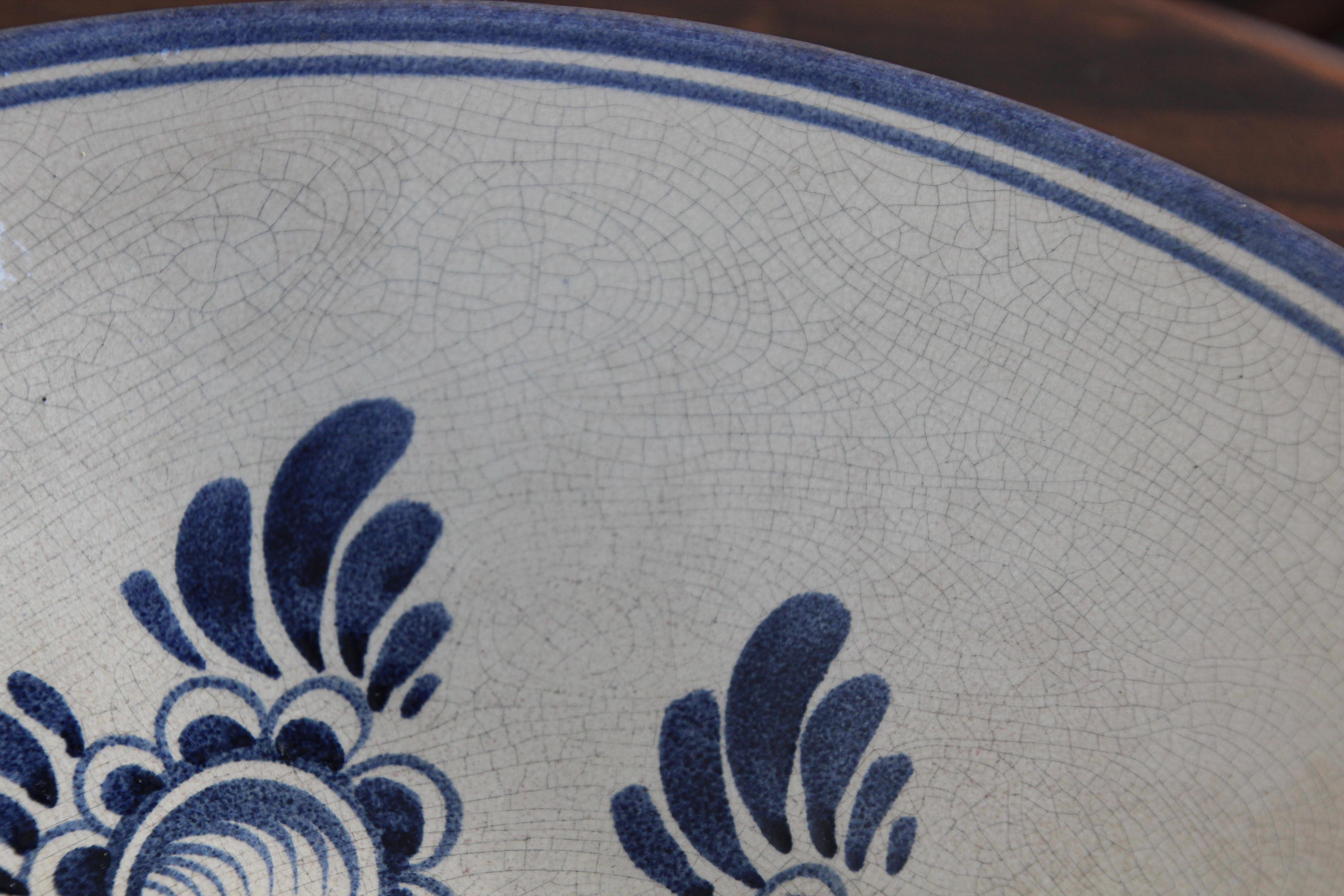 Vintage Decorative Moorish Bowl Blue and White For Sale 1