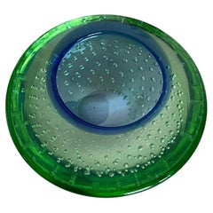Vintage decorative Murano “Sommerso” bowl/ashtray in green and blue  glass
