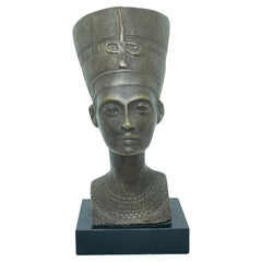 Vintage Decorative Nefertiti Egyptian Queen Achatit Bust Statue German 1970s