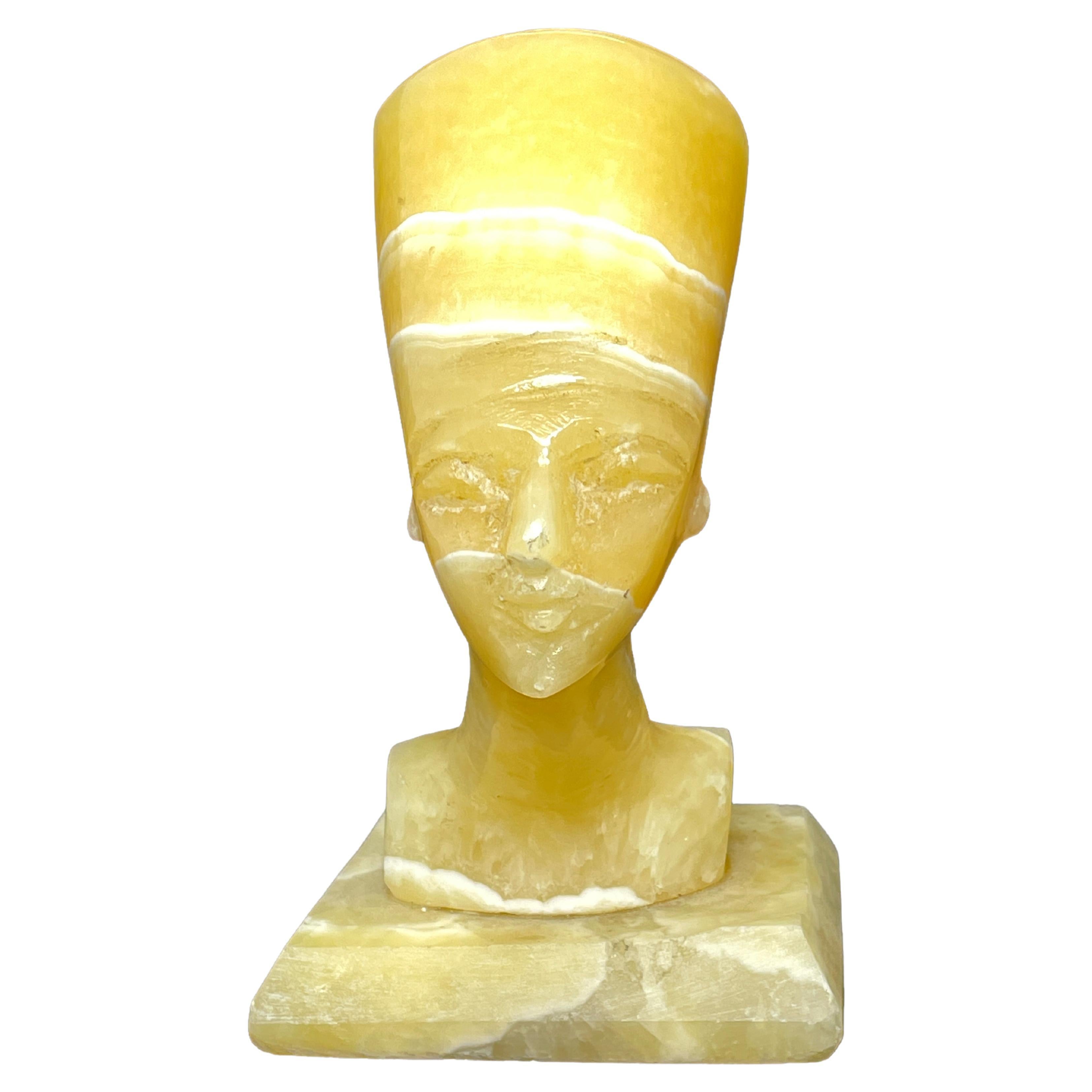 Vintage Decorative Nefertiti Egyptian Queen Marble Bust Statue, German, 1970s