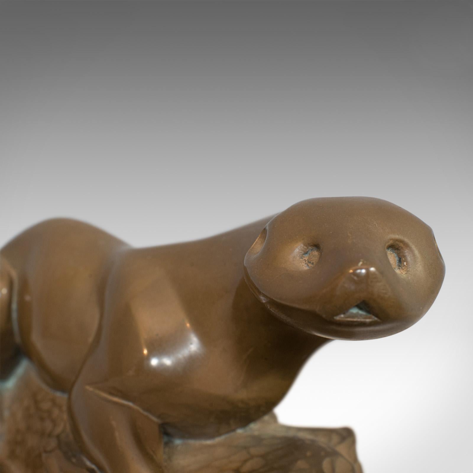 Vintage Decorative Otter, French, Bronze Spelter, Art Deco, Ornament For Sale 2