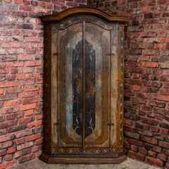 Vintage Decorative Painted 2-Door Corner Cabinet