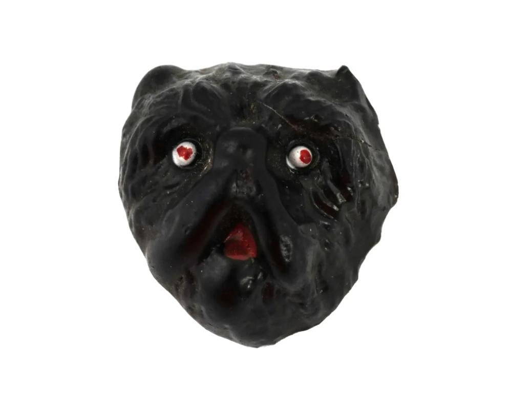Cabezas de perro de resina pintadas decorativas vintage en venta 1