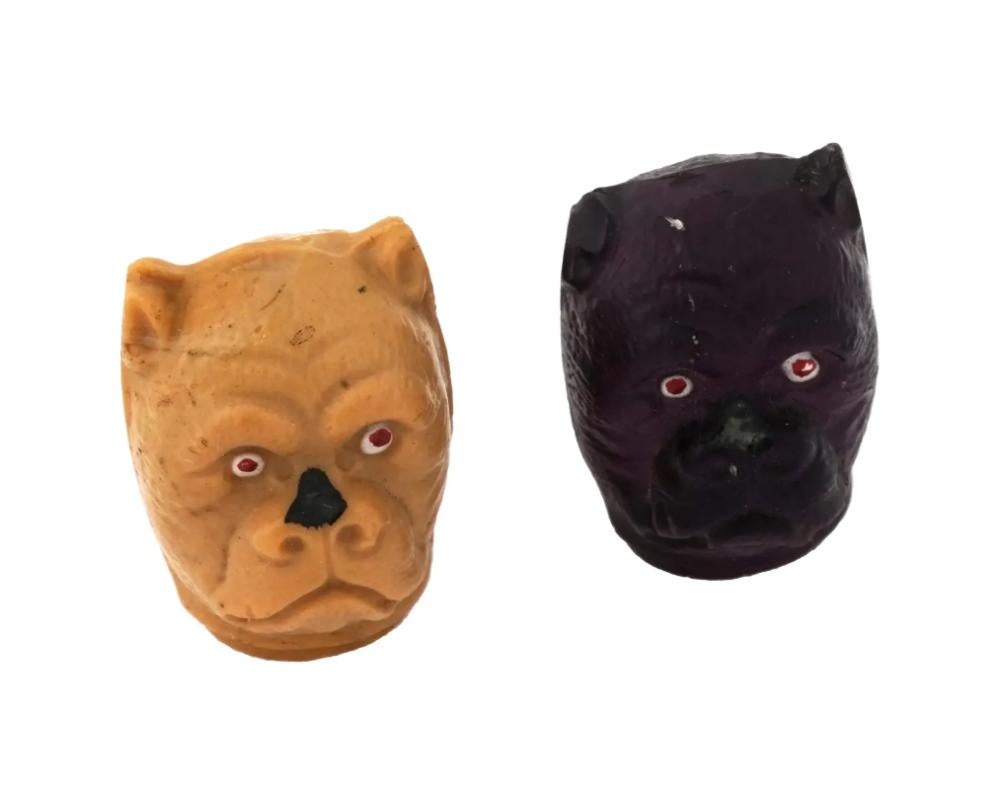 Cabezas de perro de resina pintadas decorativas vintage en venta 3