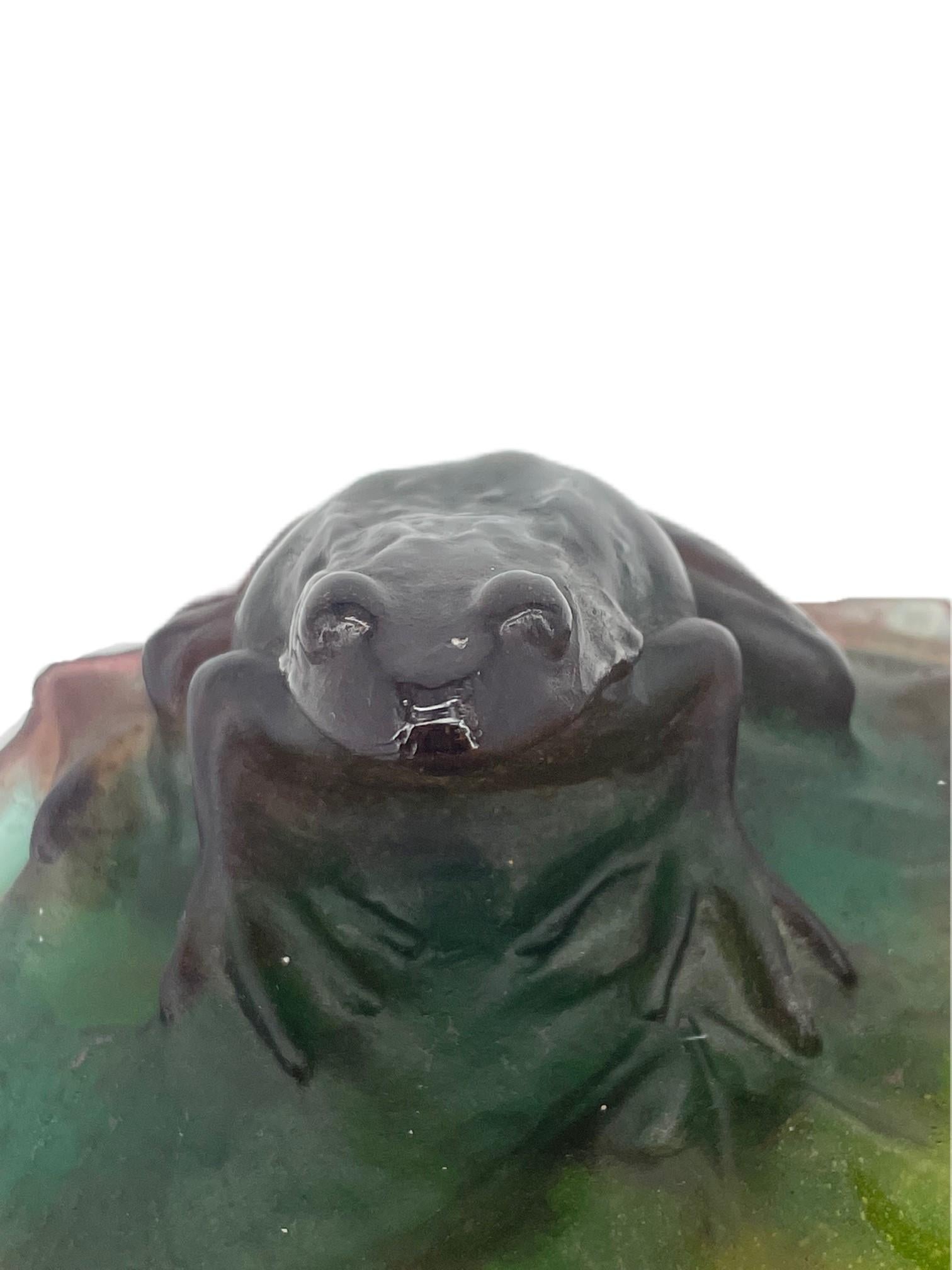 Art déco Bol à grenouille décoratif vintage en cristal Pate de Far - Vide Poche - Verre  en vente