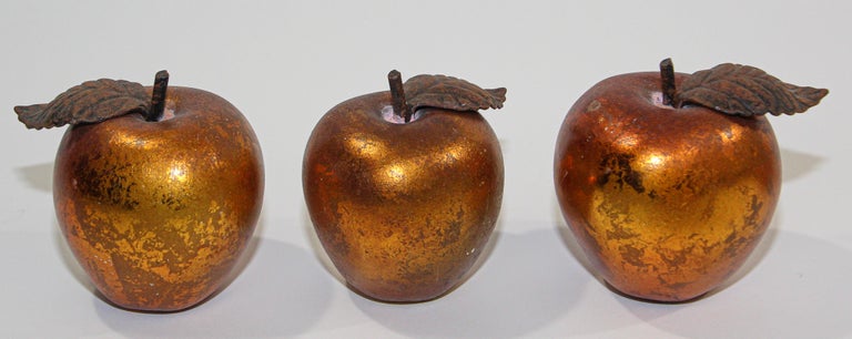 Vintage Decorative Pears and Apples Gilted Metal Set of Six at 1stDibs